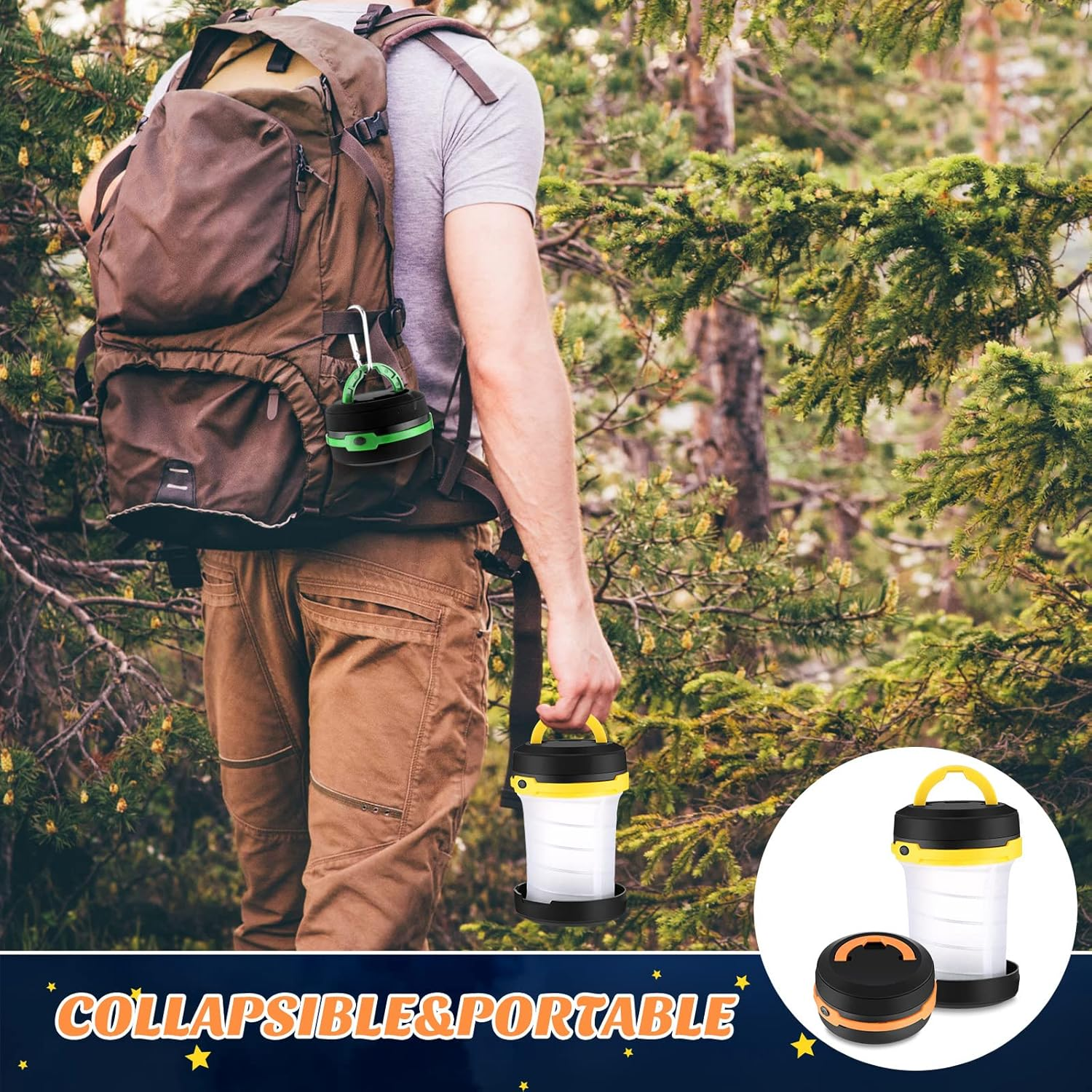 Retisee 4 Pcs Collapsible LED Camping Lantern Battery LED Operated Camping Lantern Lights Lantern Flashlight Portable Lamp Camping Accessories for Emergency Power Outage Hiking Tent Outdoor, 4 Colors image number 5