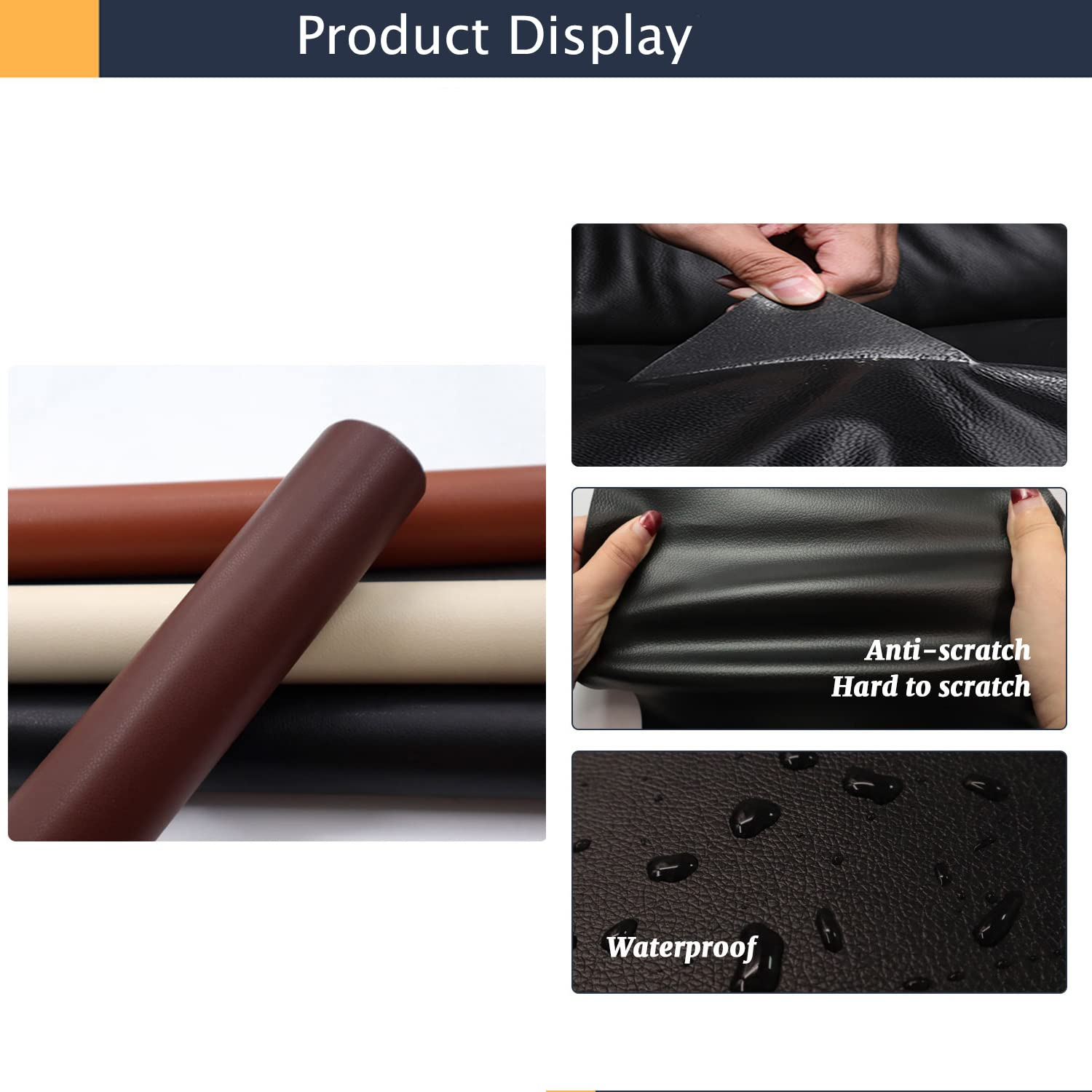 LEKEONE Large Leather Repair Patch, 17X60 Inch Leather Repair Tape Self,Repair Patch Self Adhesive Waterproof for Couches, Furniture, Kitchen Cabinets, Car Seats (Dark Brown, 17 * 60 Inch) - Dark Brown image number 4
