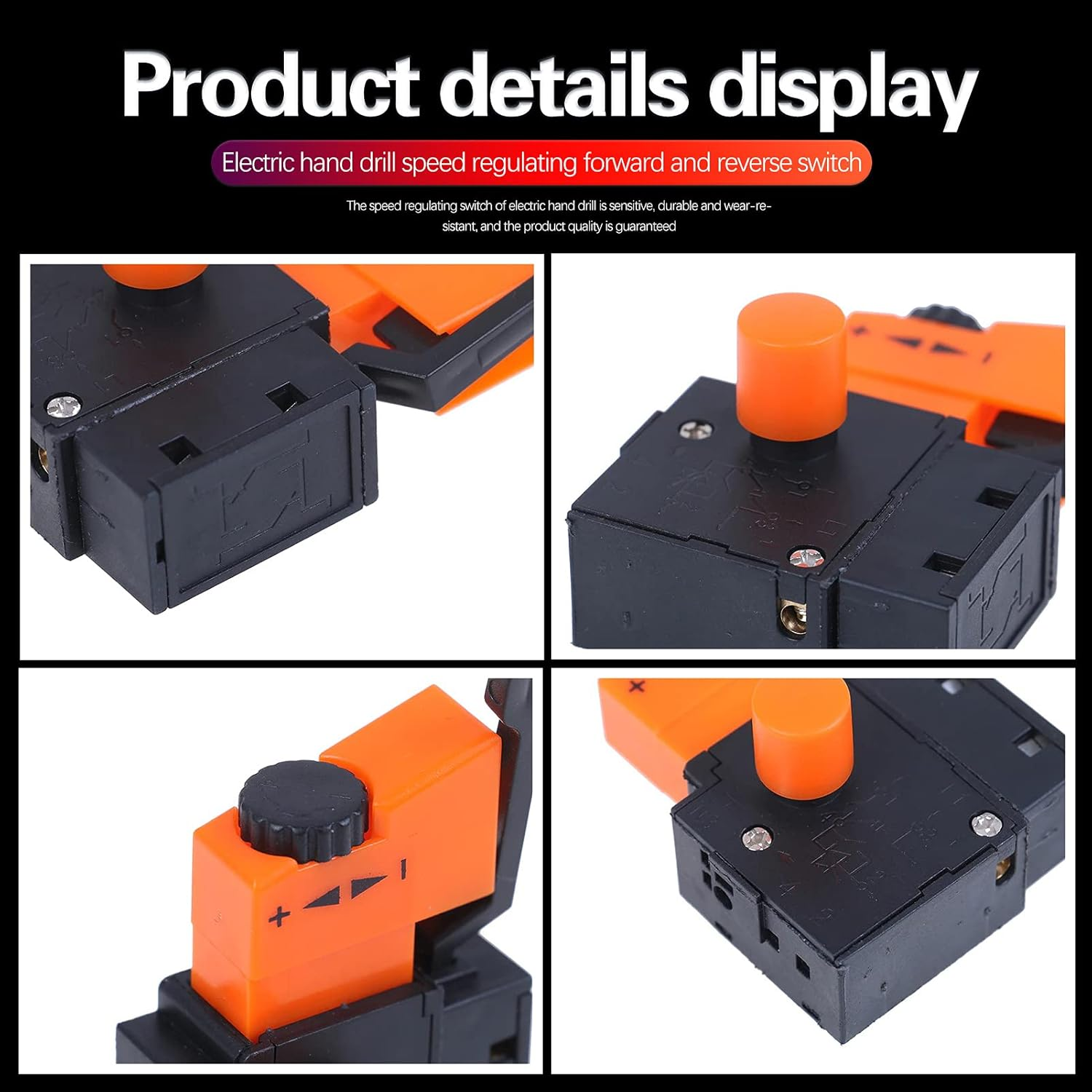 Telituny Adjustable Speed Switch, 6A 220V FA2-4/1BEK Drill Switch, Speed Control Switch, for Electric Drill Trigger Switch, Hand Drill Speed Control image number 4