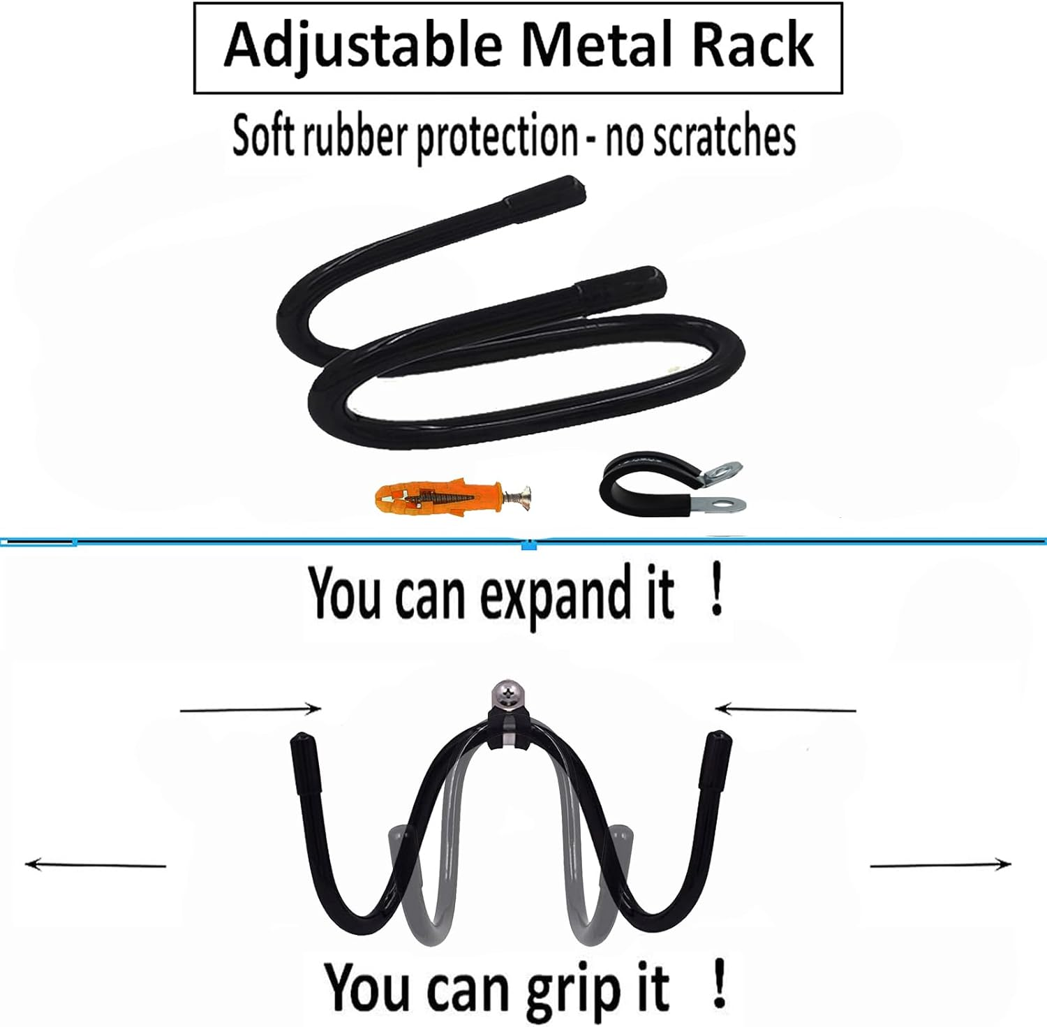 Upgraded Large Yoga Mat Holder Wall Mount, Metal Storage Rack for Yoga Mat/Wheels, Foam Roller Etcs, Wall Rack Organizer Hooks for Hanging Stretching Strap & Resistance Bands, Yoga Room/Home Gym Decor image number 2