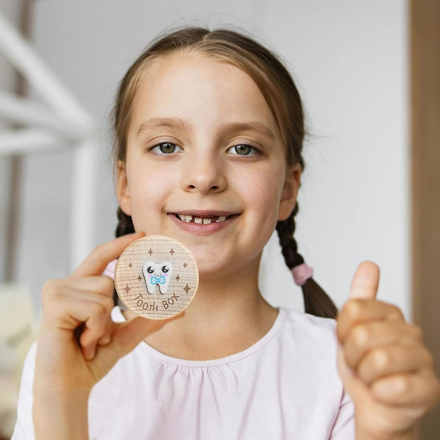 3D Carved Tooth Fairy Pillow Box for Lost Teeth Wooden Keepsake Storage Box, Unique Birthday for Boys Girls Kids, Baby First Tooth Holder with Handmade Carving Design image number 2