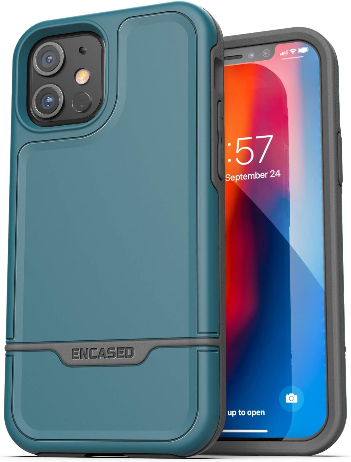 Encased Protective Iphone 12/Iphone 12 Pro Case (2020 Rebel Armor) Heavy Duty Full Body Rugged Cover - Black