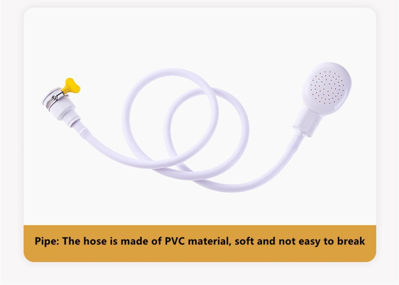 White Portable Rubber Hose Spray,Ywbfove Pet Shower Head Single Tap Shower Head Hose Bathtub Sink Spray Head Washing Indoor (1.3 Meters) image number 1