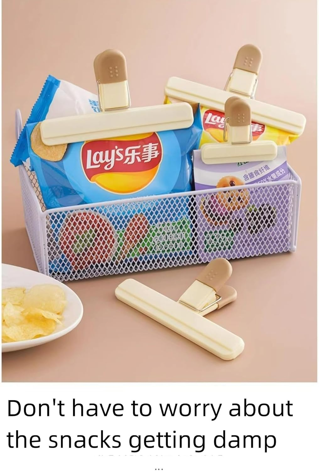 8Pack Large Chip Bag Clips - Assorted Sizes Food Bag Clips Plastic Heavy Seal Grip Perfect for Air Tight Seal Grips on Coffee, Food & Bread Bags, Office Kitchen Home Usage