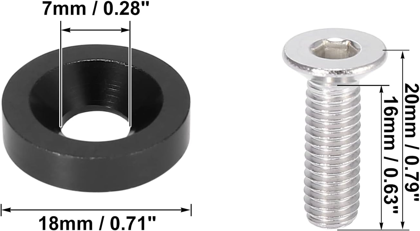 X AUTOHAUX 30Pcs Bumper Mudguard Washer Bolts M6X1.0 Aluminum Alloy Engine Bay Dress up Screw Black - Blue image number 7