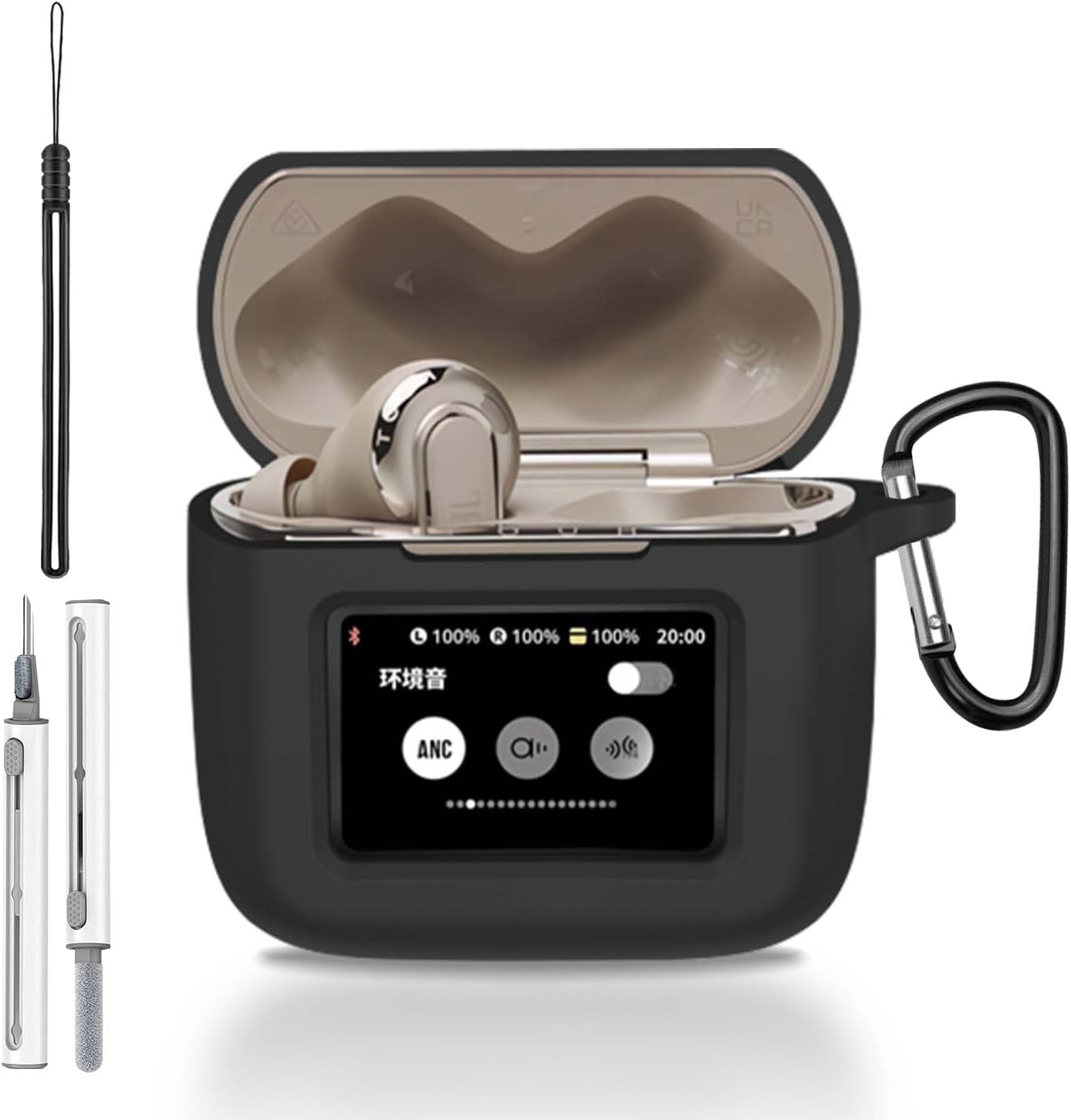 For JBL Tour Pro 3 Case Cover, Protective Silicone Skin Accessories with Keychain& Lanyard and Cleaner Kit for JBL Tour Pro 3 Charging Case, Front LED Visible, Green