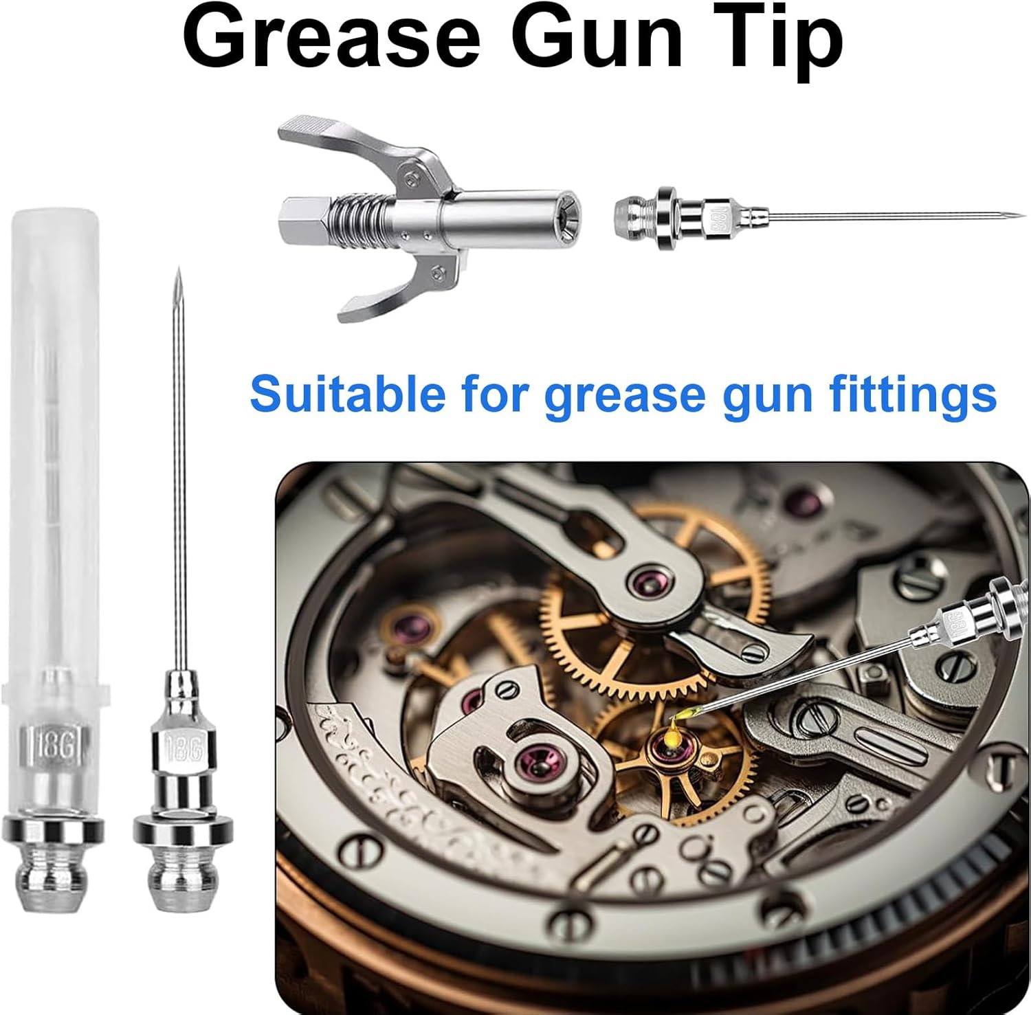 7Pcs Grease Gun Needle Tip, Bearing Grease Injector Needle Nozzle, Stainless Steel Needle Grease Dispenser Needle Nozzle for Small and Narrow Tight Spaces image number 1