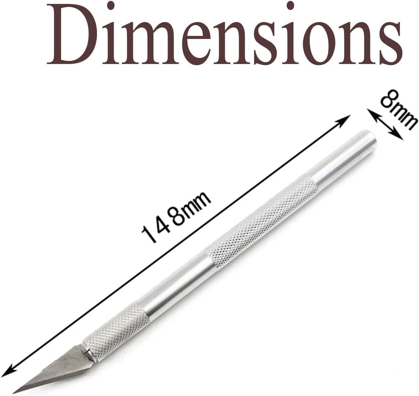 Precision Hobby Knife Kit,10 PCS Stainless Steel Carving Blades with Safety Cap and 2 Handles, Sharp Razor Knives Tool for Carving, Scrapbooking, Sculpture, DIY Art Work Cutting image number 6