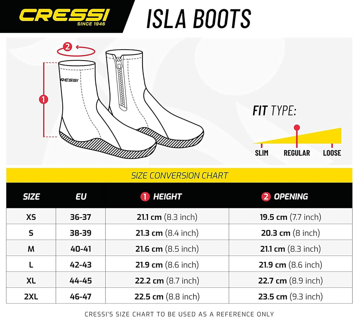Cressi Isla Boots - Unisex Diving Neoprene Boots with Rubber Soles
