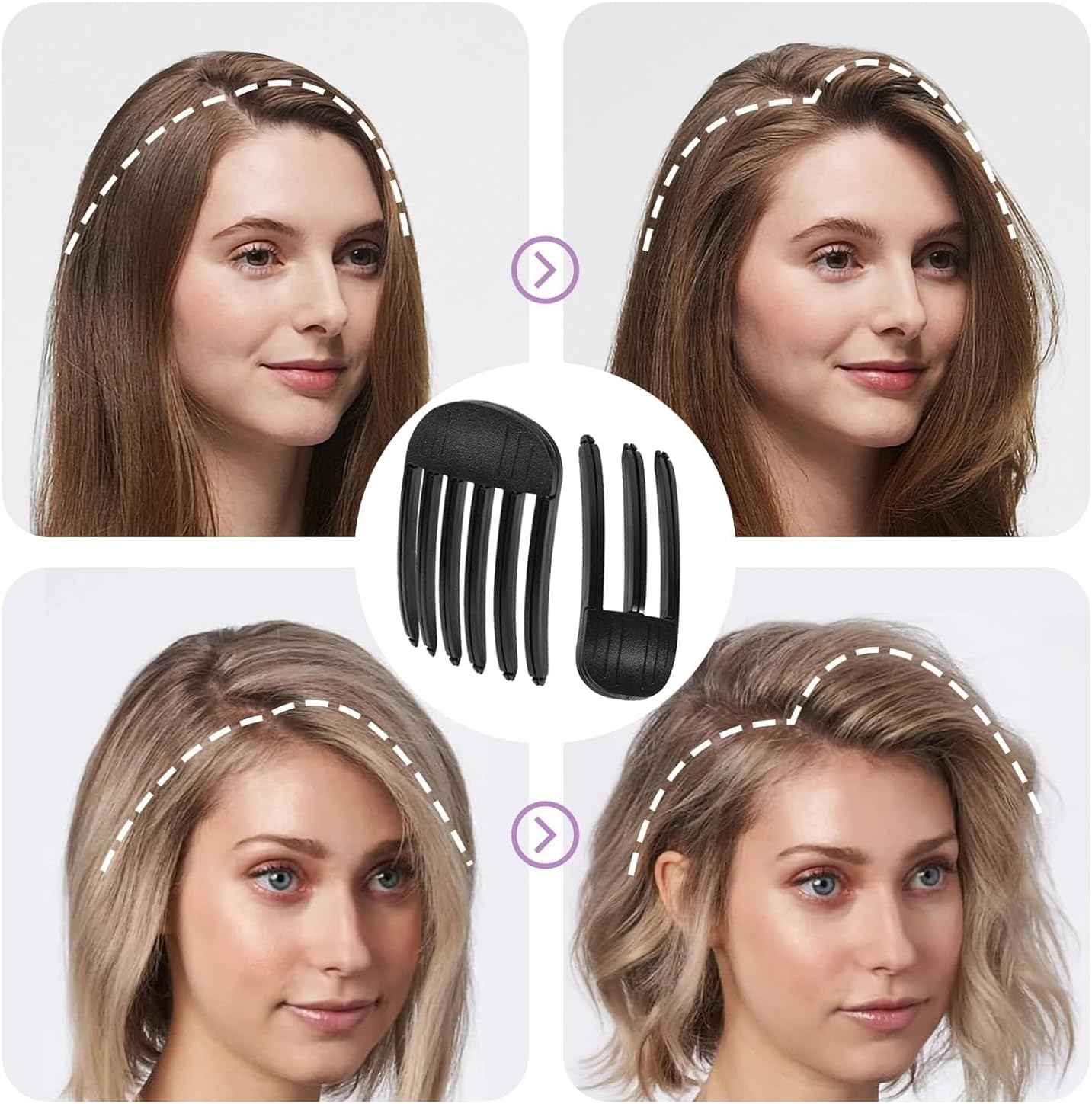 Pack of 2 Volume Clips Hair, Root Volume Clips, Volume Hair Clip, Volume Clip for Hairline for Fluffy Bangs and High Crown Hairstyle (Black) image number 5