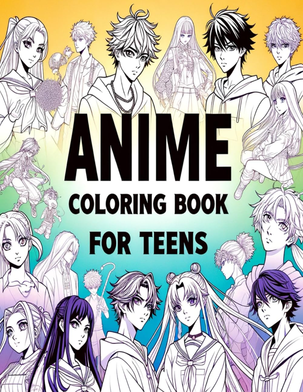 Anime Coloring Book for Teens: 50 Pages of Japanese Anime Characters and Scenes - Anime and Manga Art - Detailed Coloring Pages for Teens image number 1