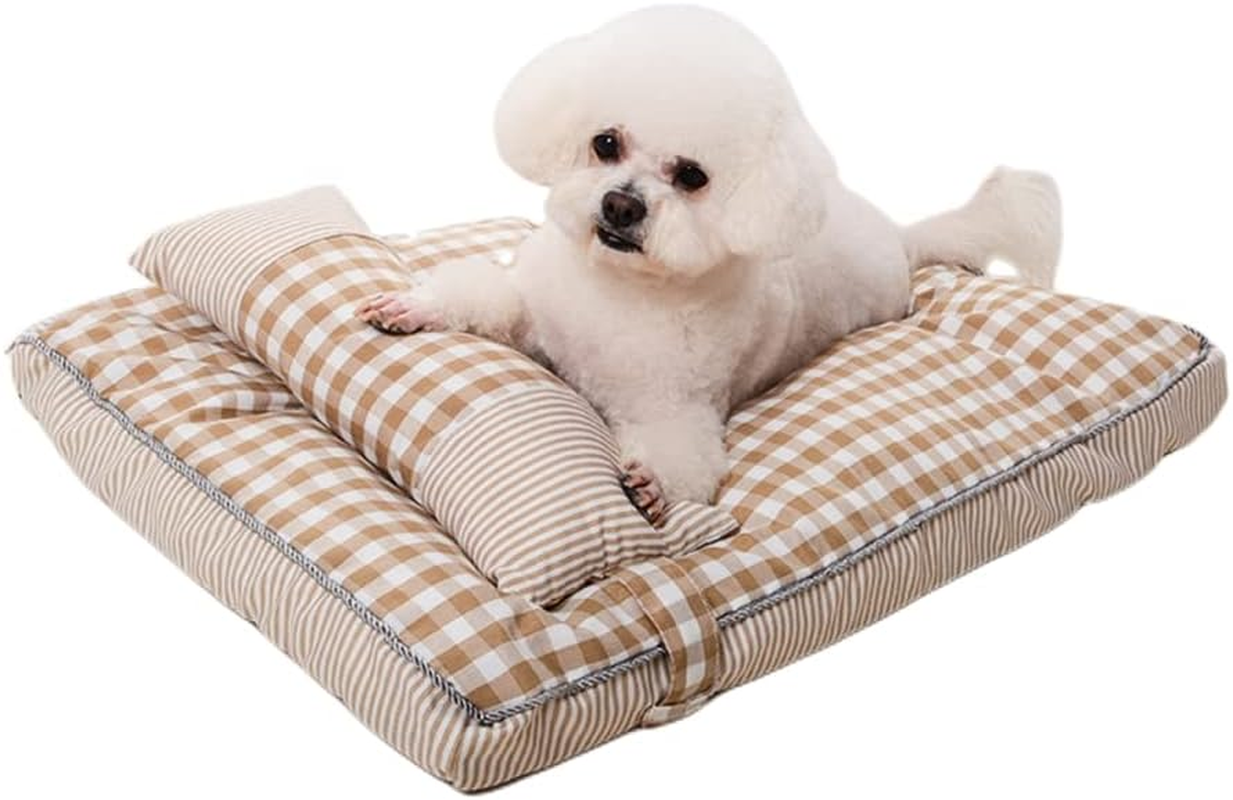 Pet Bed, Fluffy, Bed Bed, for Dogs and Cats, Square, Pets, All Seasons, Pet Sofa, Pet Cushion, Pet Bed with Removable Pillow (M, Light Blue)