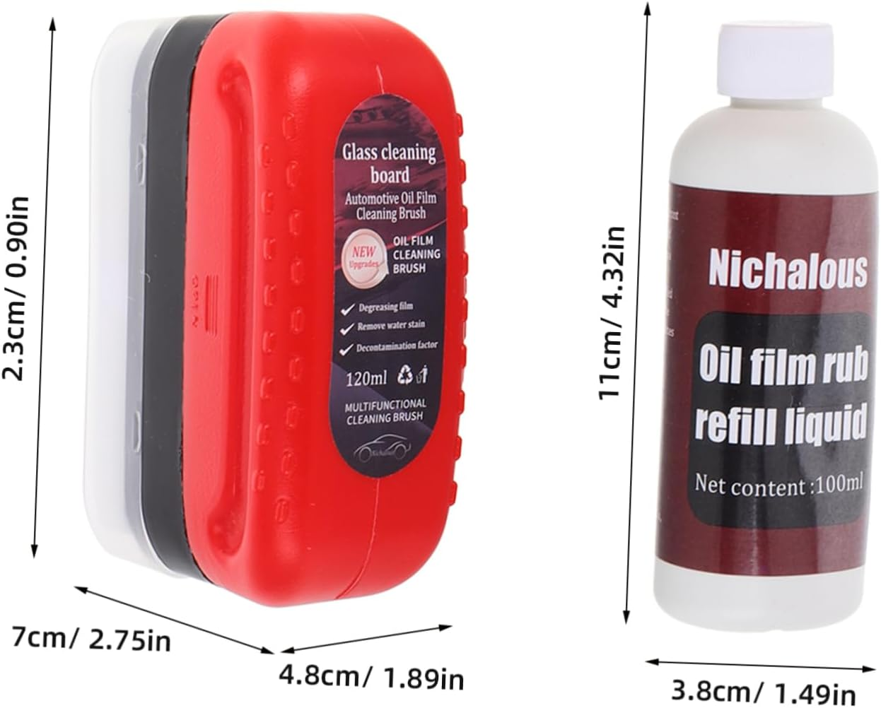 Amosfun Car Oil Film Remover 120Ml 100Ml Refill Automotive Glass Oil Film Cleaner Brush Windshield Car Window Glass Coating Visibility image number 3