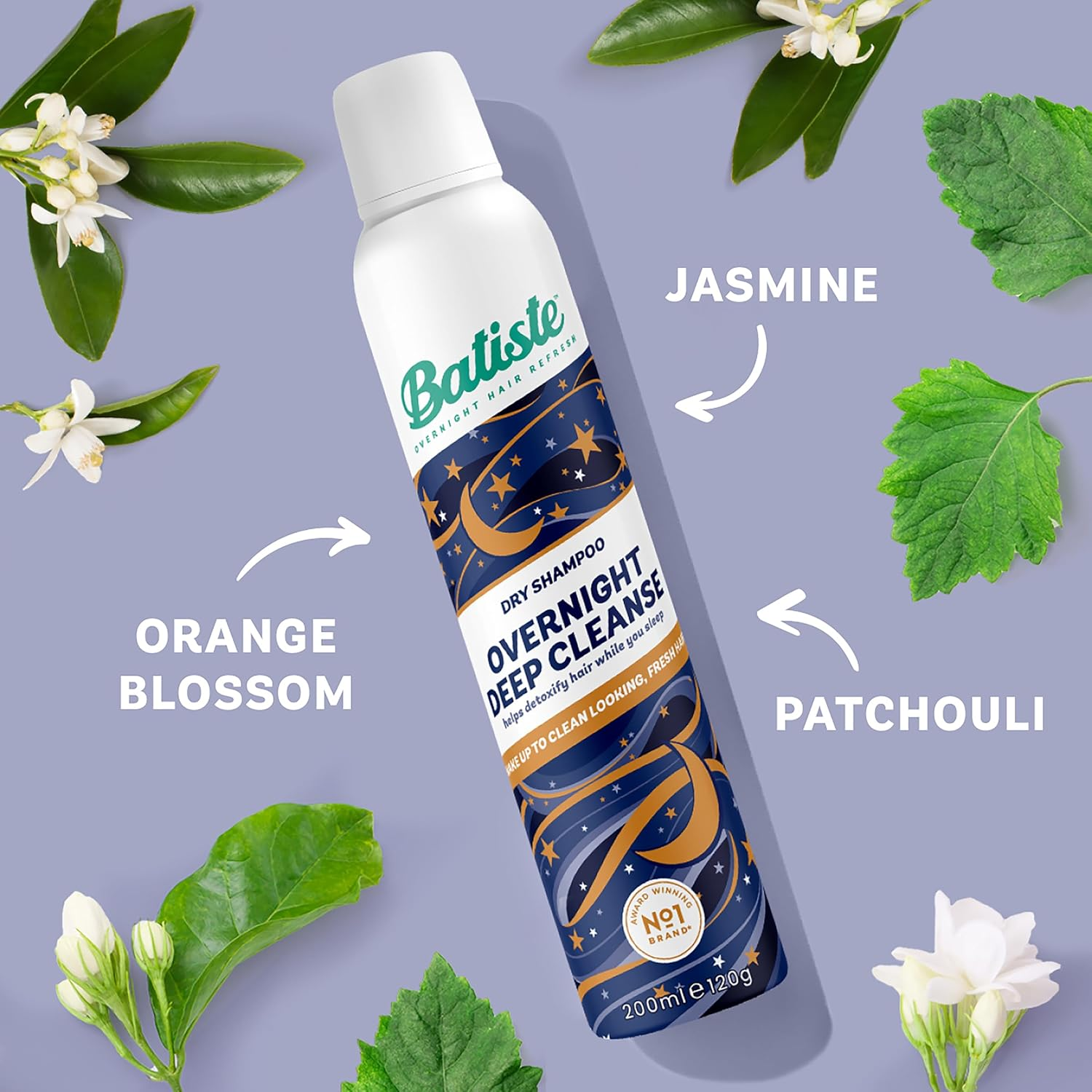 Batiste Overnight Deep Cleanse Dry Shampoo 200Ml - with Soothing Jasmine Scent, Detox Hair & Remove Impurities While You Sleep, Long-Lasting Freshness, Absorbs Excess Oil, Ideal for All Hair Types image number 1