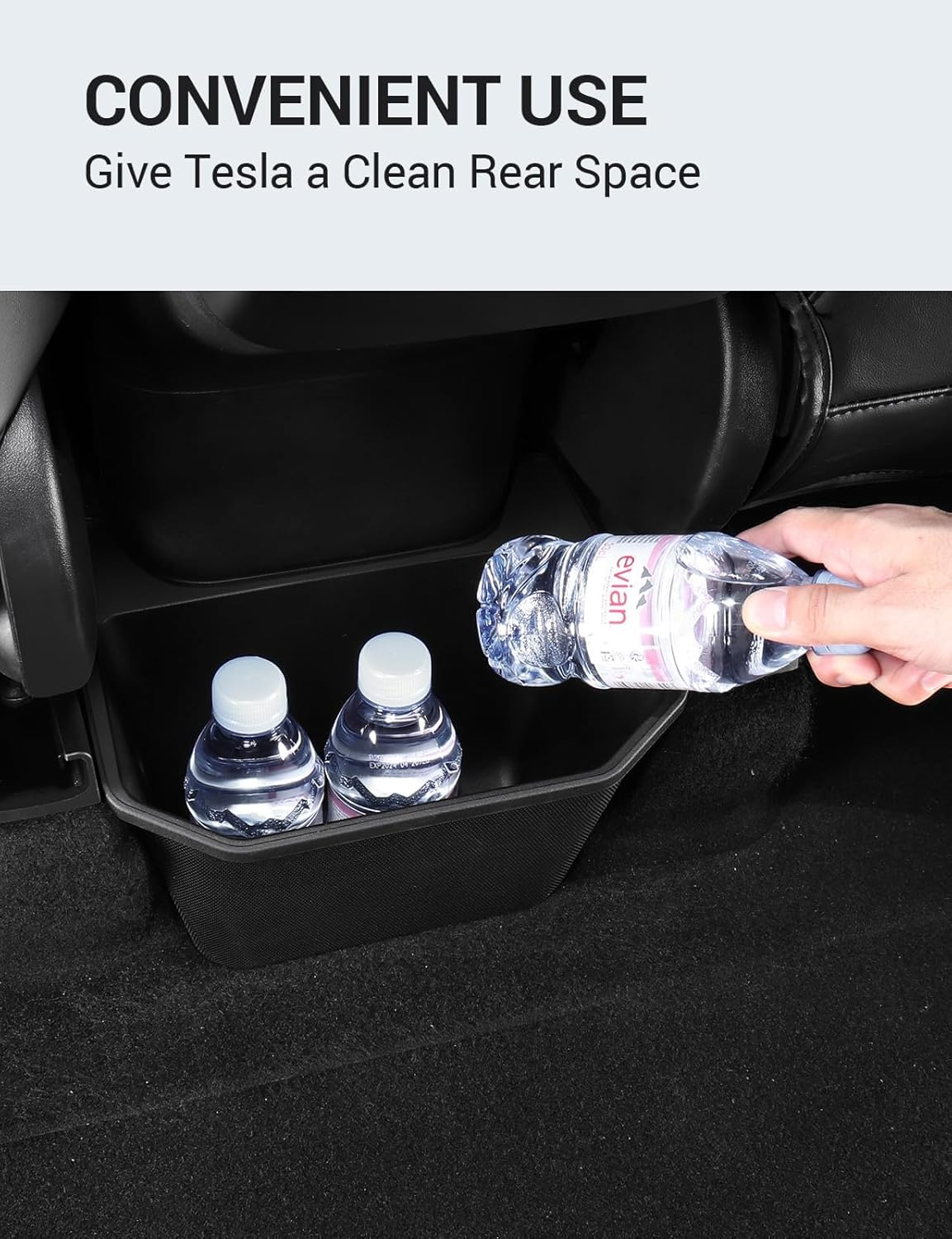 Rear Seat Organizer for Tesla Model 3/Y &ndash; Hidden Storage Box with Lid, Waterproof & Easy to Install &ndash; Black Interior Accessory for Daily Commute & Family Travel image number 4