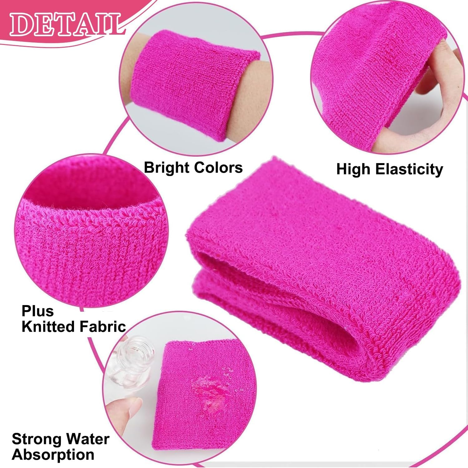 3 Pcs Pink Sweatbands Set - Sports Headband and Wristbands for Women, Soft and Absorbent, Ideal for Running, Tennis, Gym, and Fitness Activities image number 1