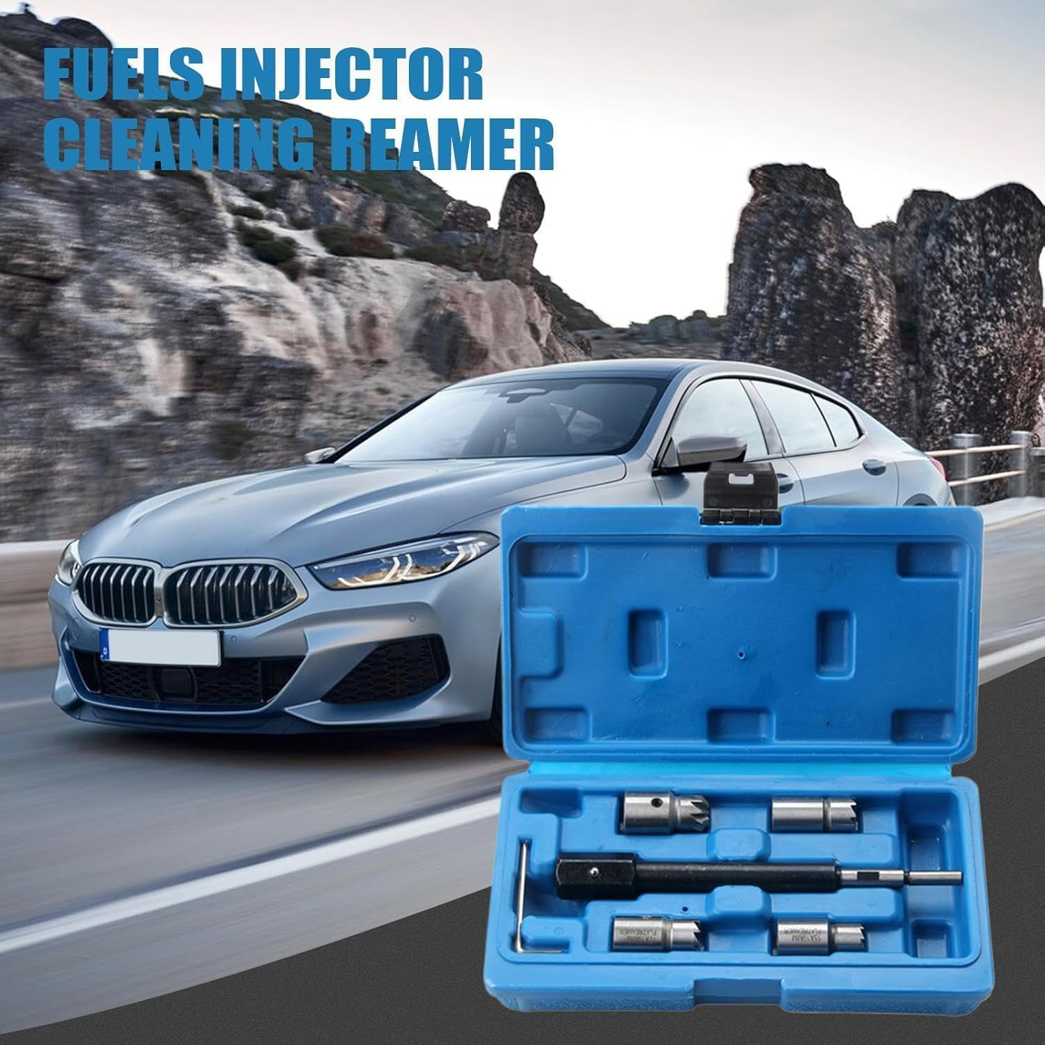 Injector Cleaner Kit 5Pcs Diesel Injector Seat Cutter Cleaner Diesel Injector Set-Injector Seat Cleaning Set-Precision Set of 6 Reamers for Marine Car Racing Lawnmower Automotive Vehicle image number 1