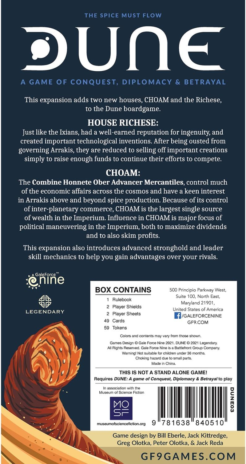 Gale Force 9 Dune Choam and Richese House Expansion Board Game image number 4