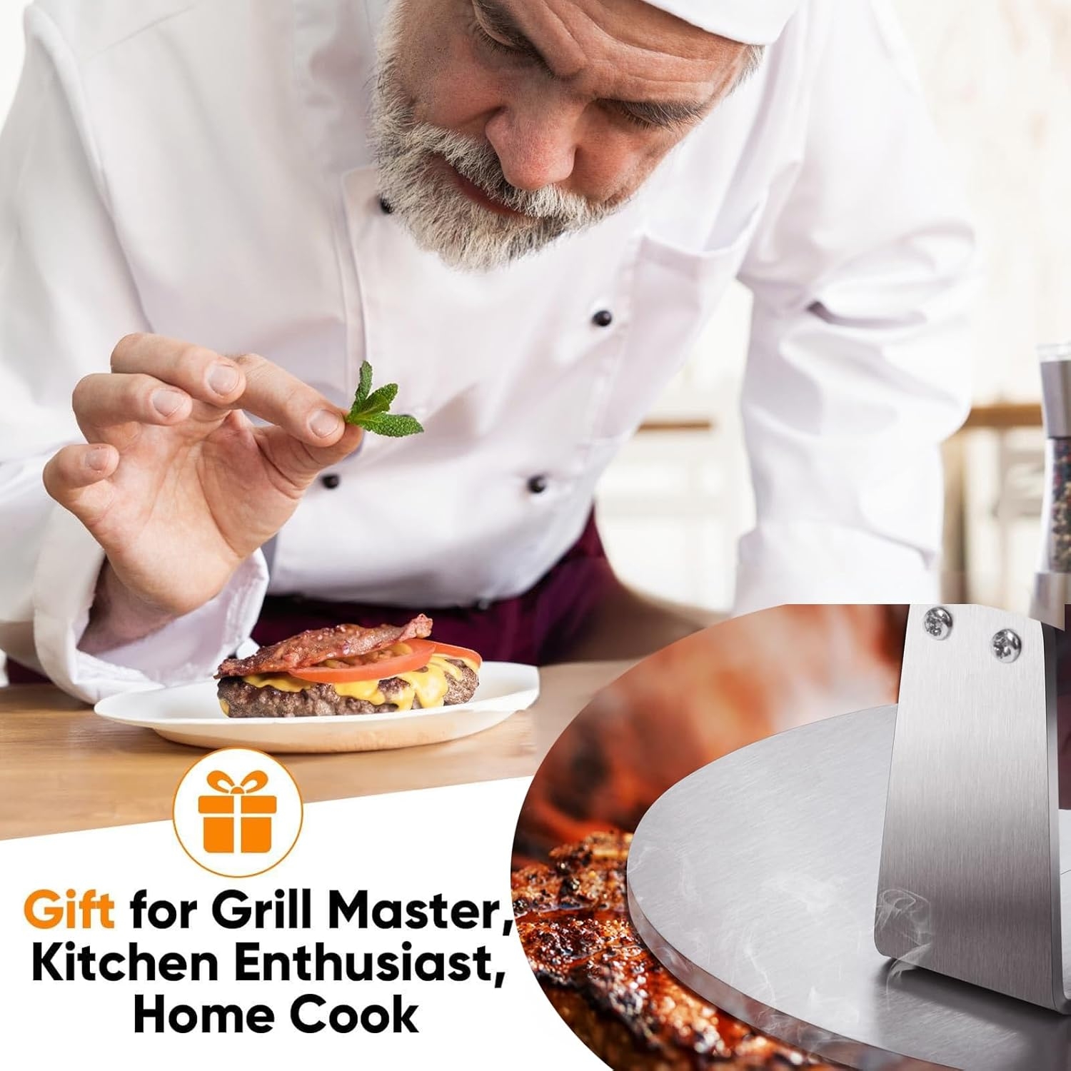 Stainless Steel Burger Crusher, 5.5-Inch round Crusher with Scald Resistant Handle for Crushing Burgers, Bacon, Ground Beef, Meat and Sausage image number 5