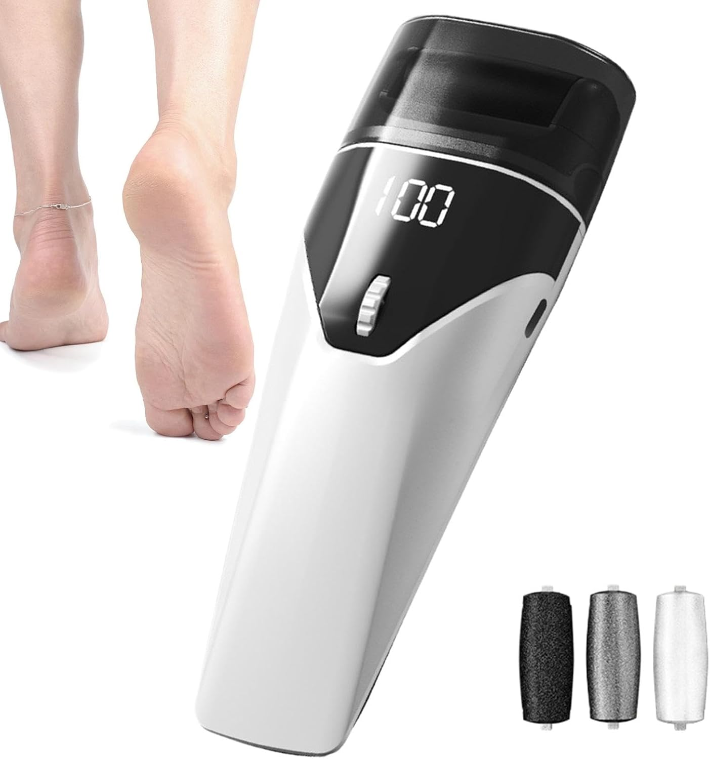Weqizuerqi Foot File Adjustable | Rechargeable Foot Scrubber Rough Skin Remover,Auxiliary Light Design Men Women Automatic Pedicure Tool for Father, Mother, Wife image number 3