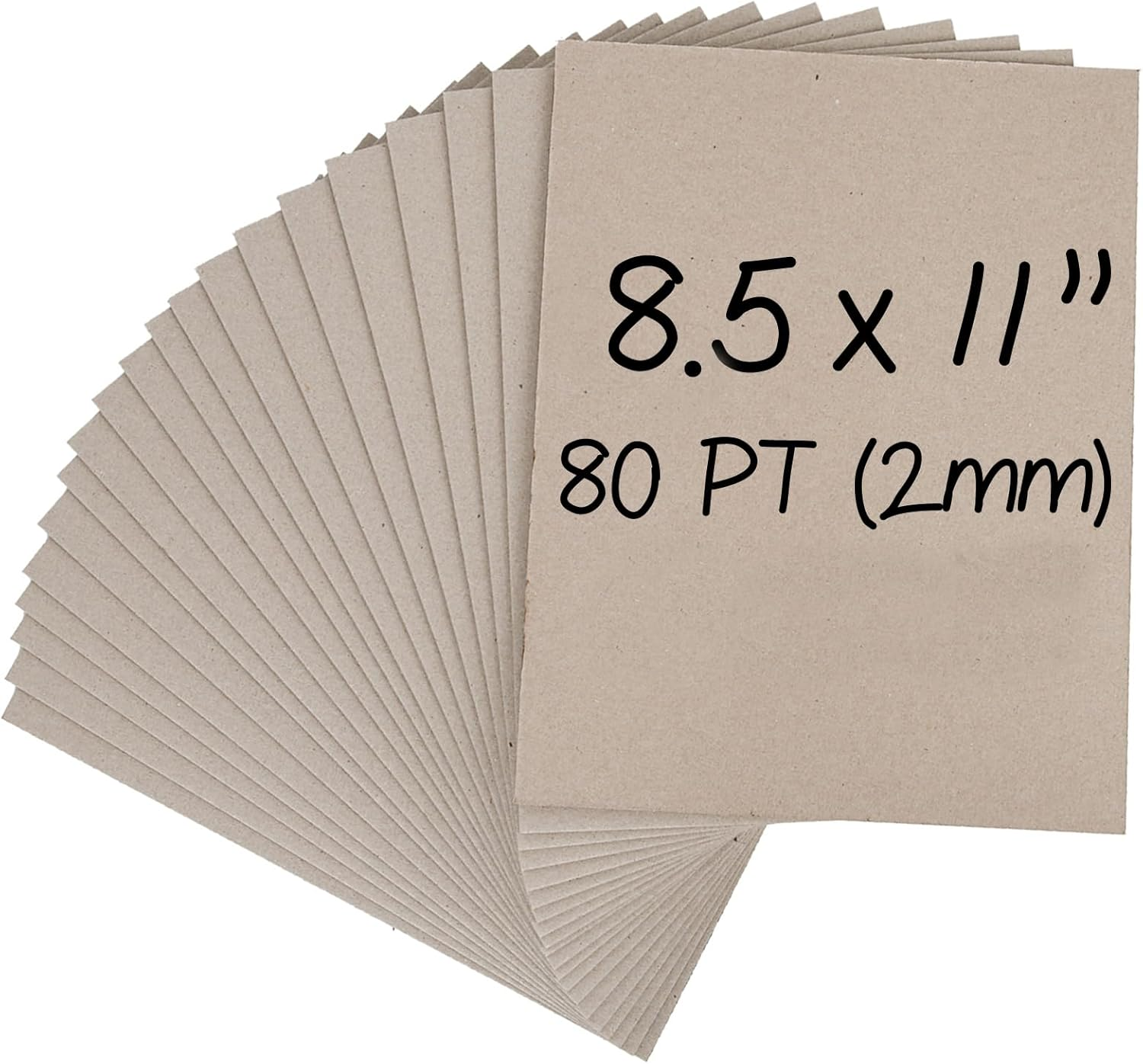 Heavy-Duty Chipboard Sheets 8.5 X 11 in - 80 PT (2Mm) Thick - 20 Sheets of Chip Board for Binding Covers, Book Boards, Backing and Crafts - Sturdy Alternative to Thin Cardboard Sheets image number 2