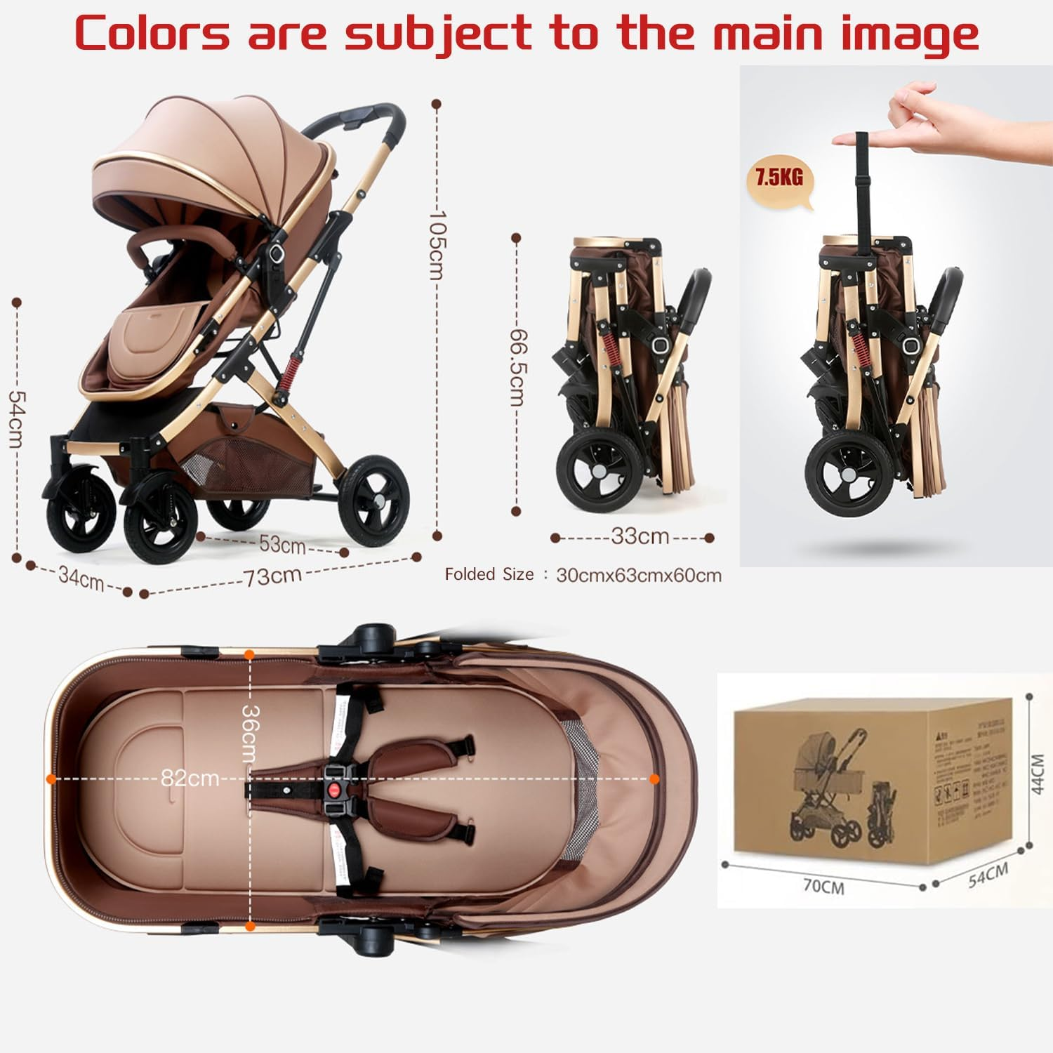 3 in 1 Baby Stroller & Bassinet Pram &ndash; Convertible Newborn Carriage with Reversible Seat, Adjustable Recline, Anti-Shock Wheels, 5-Point Harness, Large Storage Basket, Ideal Baby Pram for Infant & Toddler (Black) image number 1