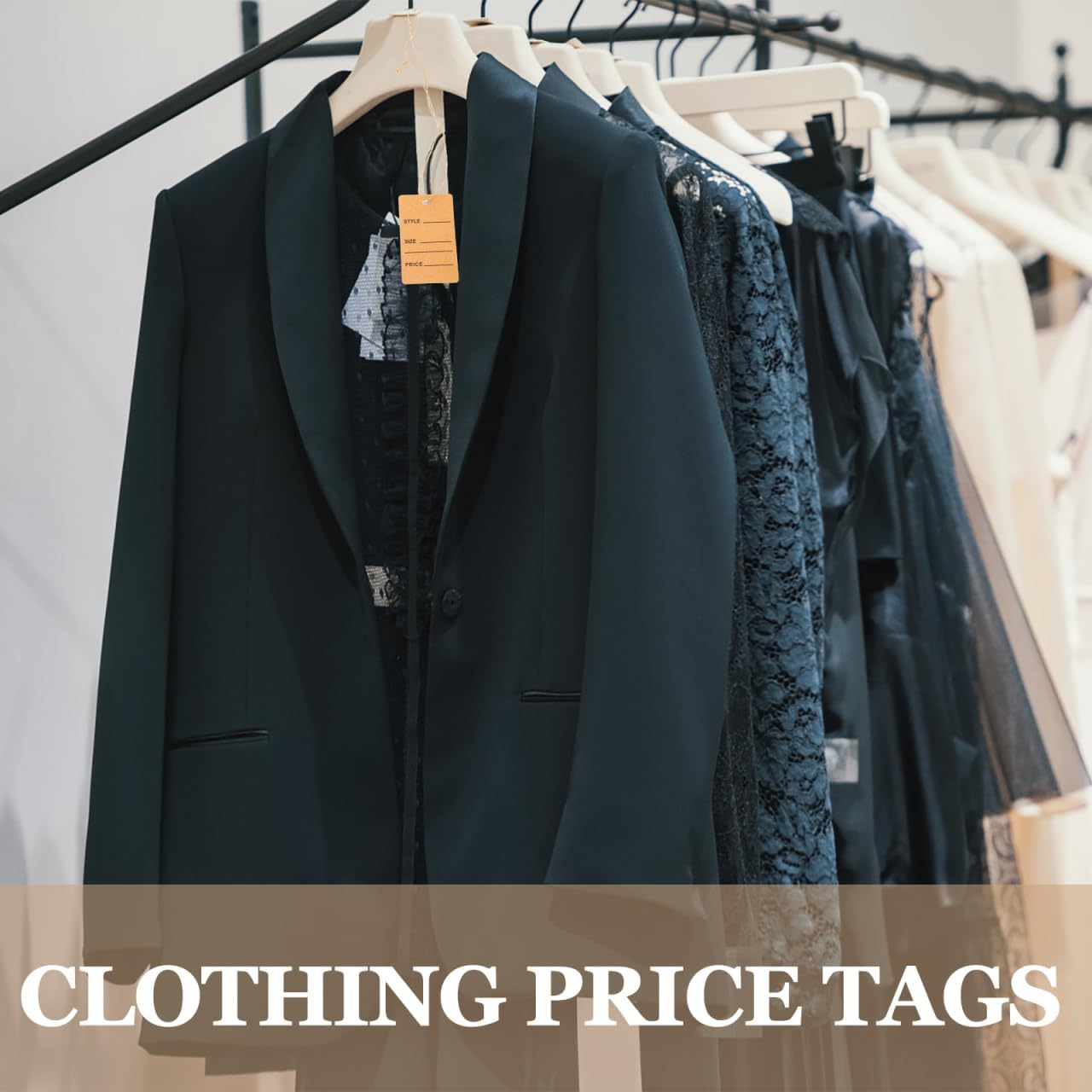 ULTECHNOVO Tags - 200Pcs Hang Tag String, Store Tags Clothing Writable Paper Clothes Size for Clothes Retail Store image number 5