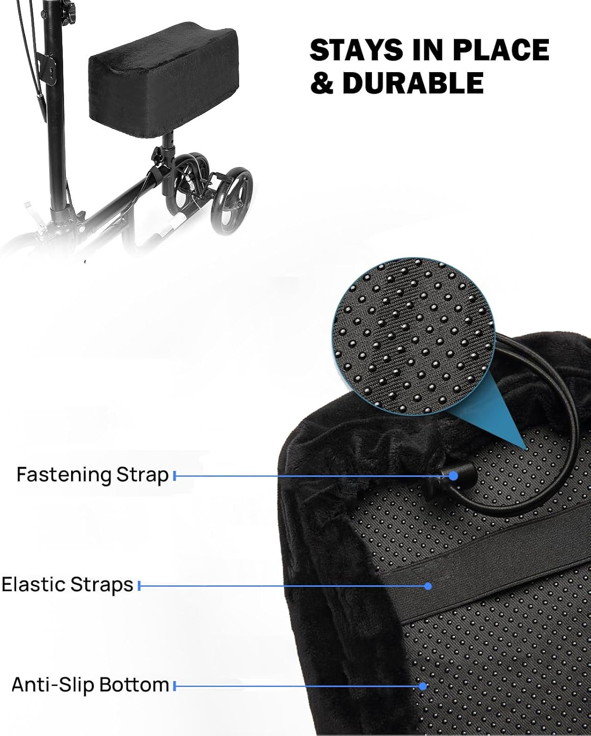 Knee Scooter Cushion Cover, Knee Scooter Pad for Comfort, Memory Foam Cushion Knee Walker Accessories with Removable Cover, 2'' Thick Fits Most Knee Walker Models image number 1