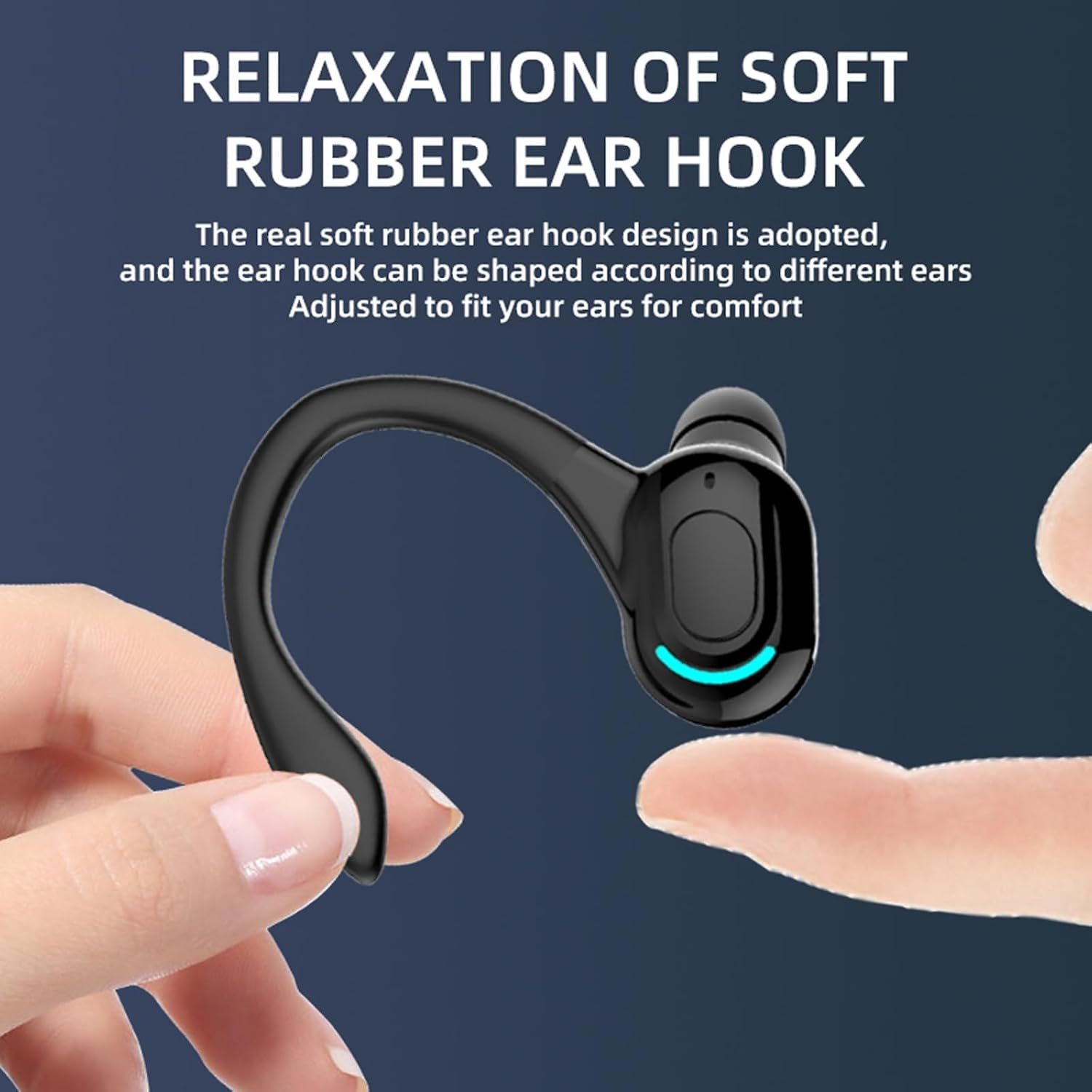 Bluetooth Headset with Microphone Mobile Phone Wireless Hands-Free In-Ear Single Headphones Bluetooth Wireless Earbud with Ear Hook Cordless Earphones Hands-Free Ear for Business Office Driving image number 4
