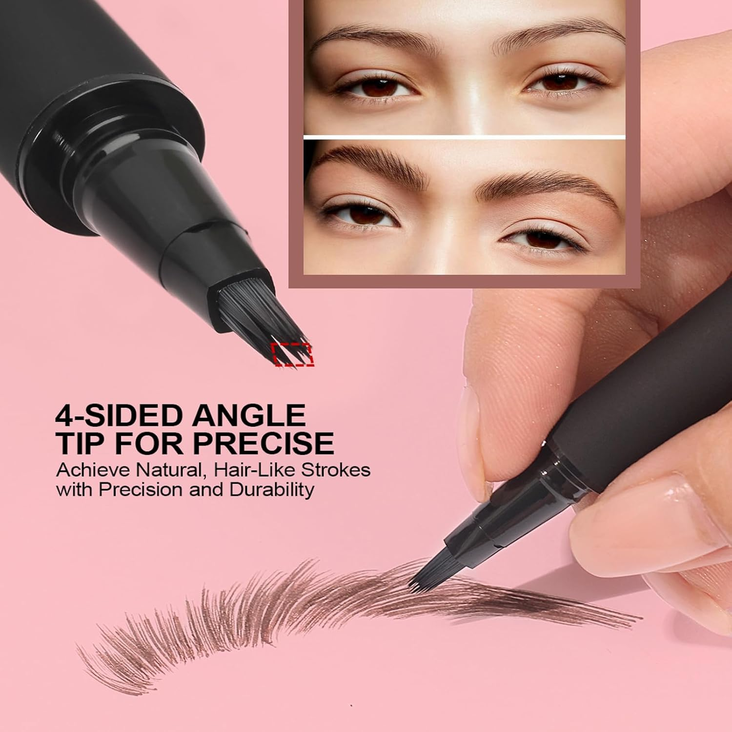 Microblading Liquid Eyebrow Pen - Micro Line, Tint, Filling the Eyebrow, Waterproof and Smudge-Proof Eyebrow Brush Pen for Natural Hair-Like Strokes, Long-Lasting, Mocha image number 3