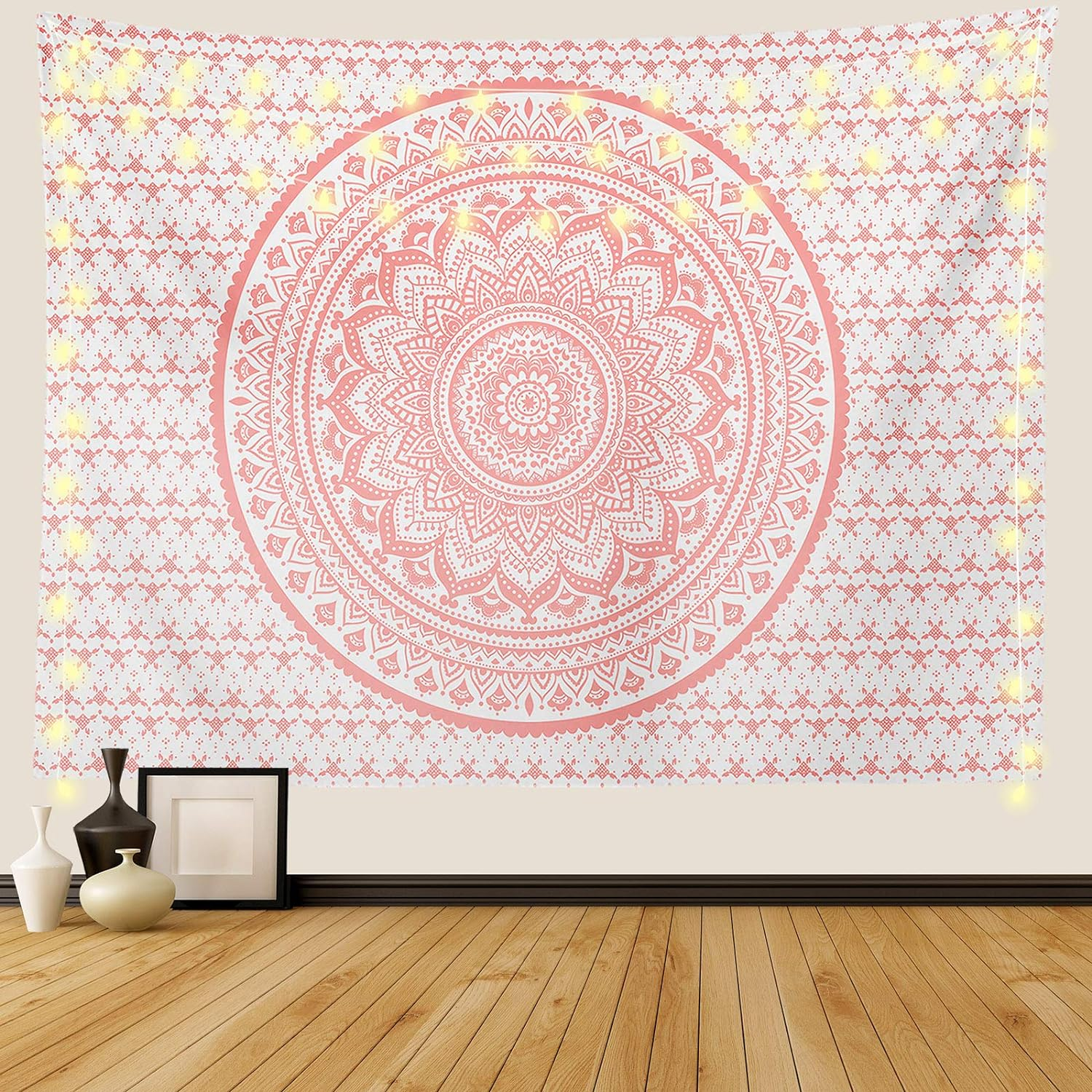 Ftuency Pink Mandala Tapestry, Indian Hippie Bohemian Psychedelic Tapestries Women Wall Hanging for Bedroom Teen Girl(Pink, 51.2" X 59.1")
