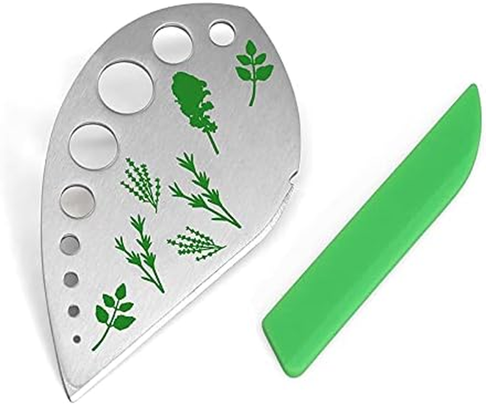 Herb Stripper, Jiaedge Green 9 Holes Stainless Steel Kitchen Herbs Leaf Stripping Tool, Metal Herb Peeler for Kale, Collard Greens, Thyme, Basil, Rosemary Stripper
