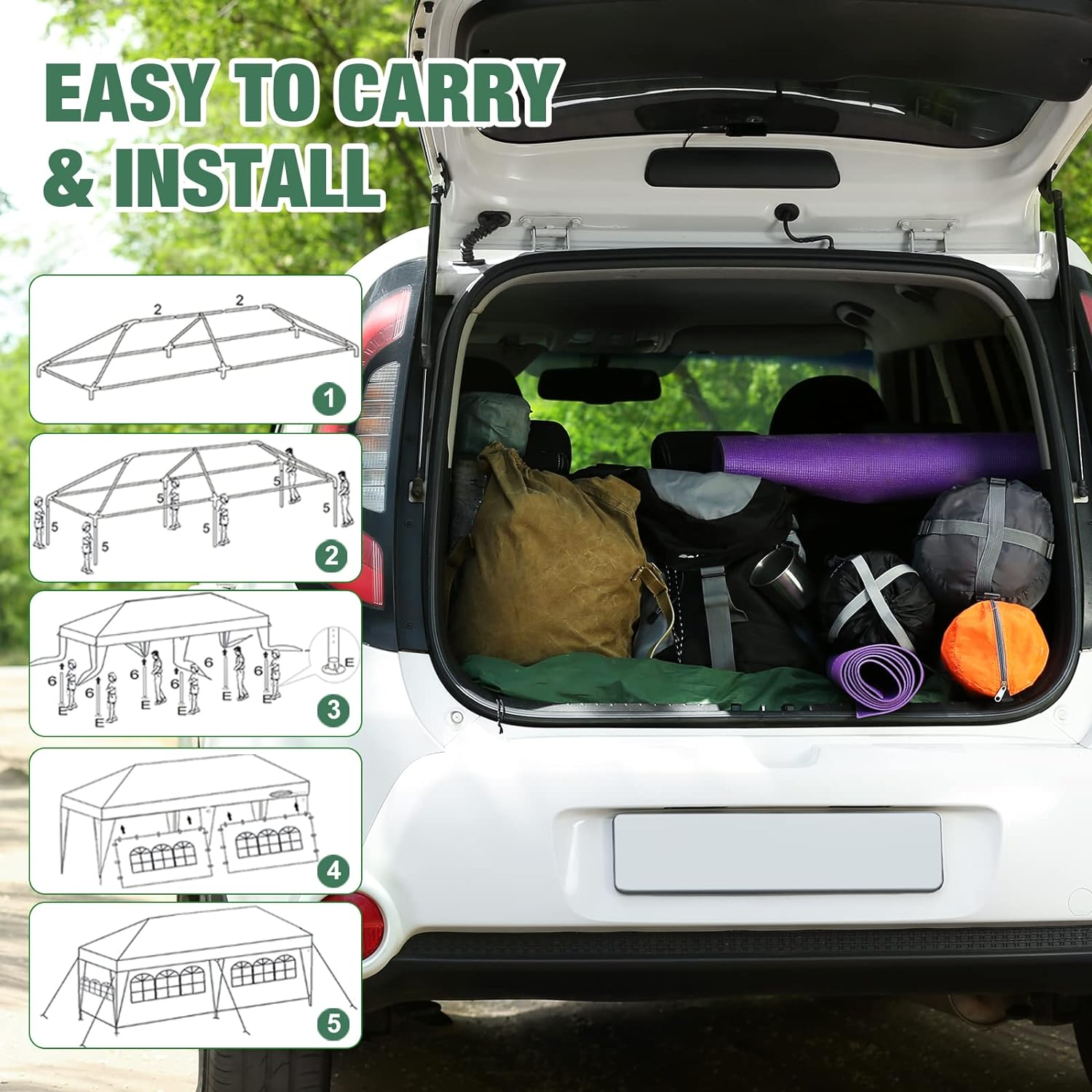 ADVWIN 3X6 Marquee Gazebo, Waterproof Canopy Tent Sidewall with Clear Window, White Garden Shed for Garden Patio Party Wedding image number 3