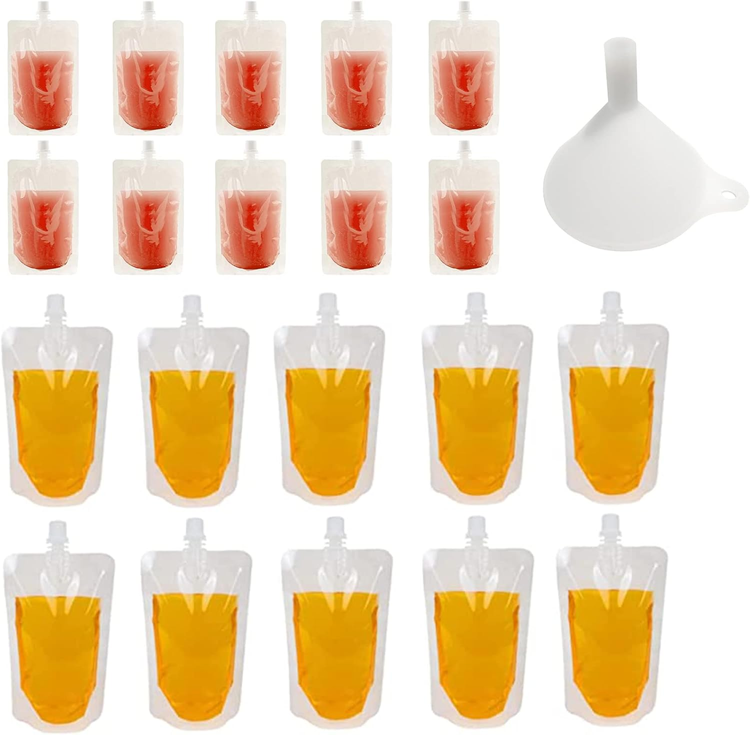 20 Pieces Disposable Drink Pouches,Clear Travel Plastic Drinks Flasks,250Ml & 380Ml image number 3