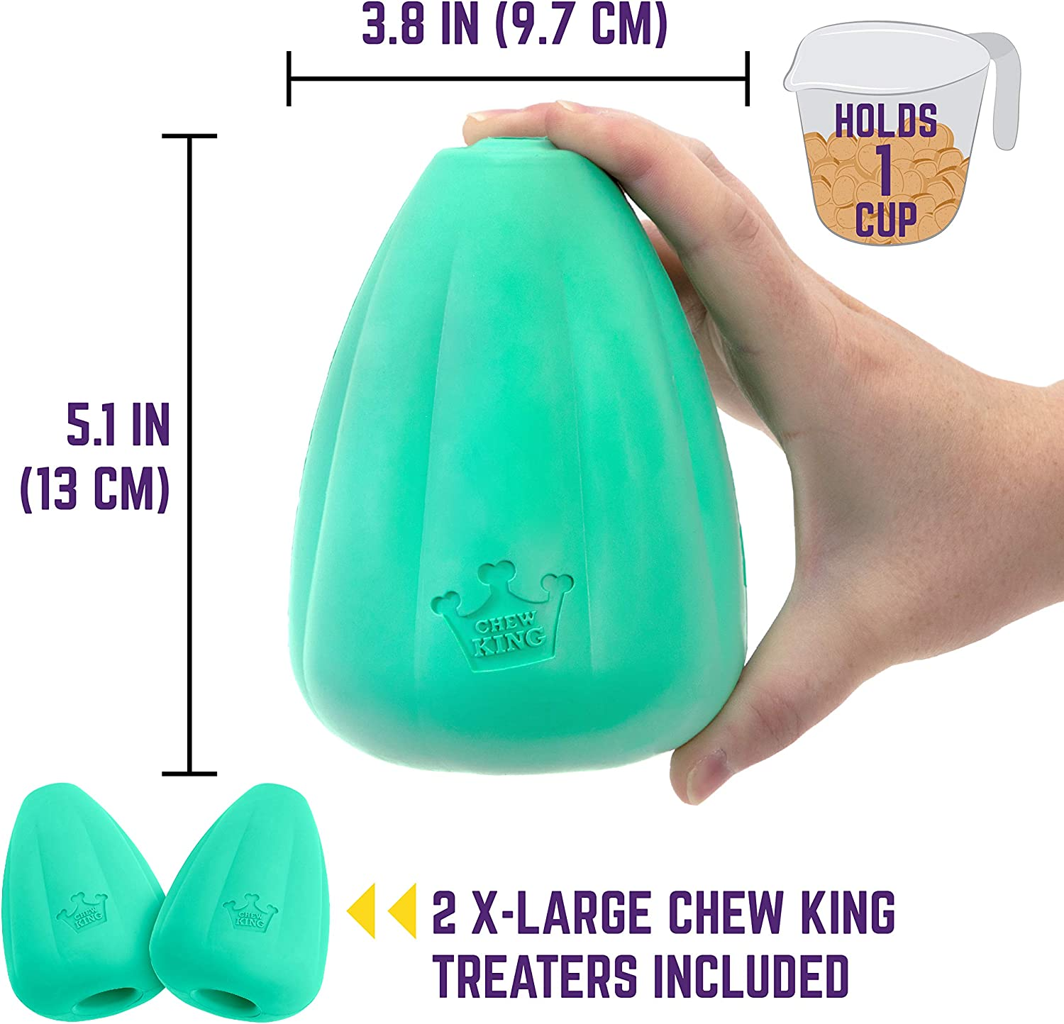 Chew King Premium Treat Dog Toy, XL, Extremely Durable Natural Rubber Toy, Pack of 2, All Breed Sizes