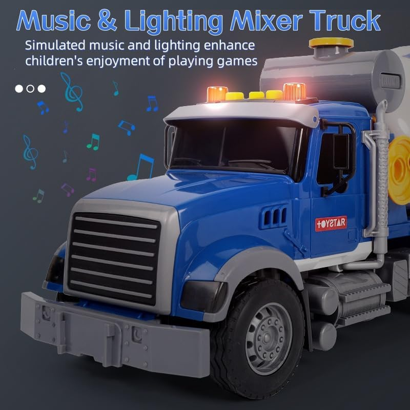 Cement Mixer Toy Truck for Boys,Large Construction Toys with Lights & Sounds,Mixer Car Toy Truck for Age 4-7 image number 1