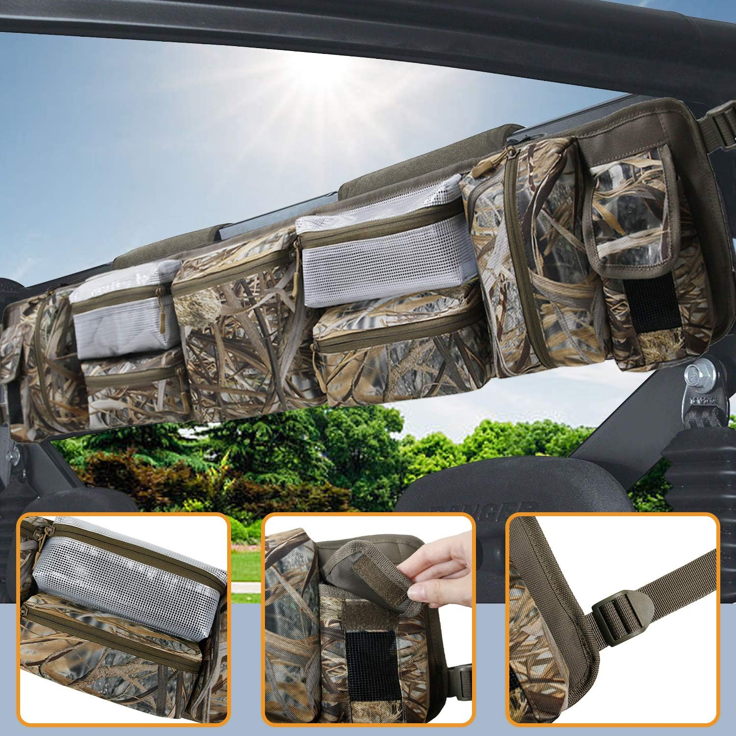 MYDAYS UTV Roll Cage Organizer Case, Cargo Rear Storage Bag Gear Bags,Tools Storage Solution for Most Full Size Utvs, Polaris, Yamaha and Kawasaki Utvs image number 6