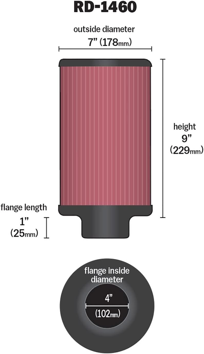 K&N RD-1460 round Clamp-On Air Filter image number 4