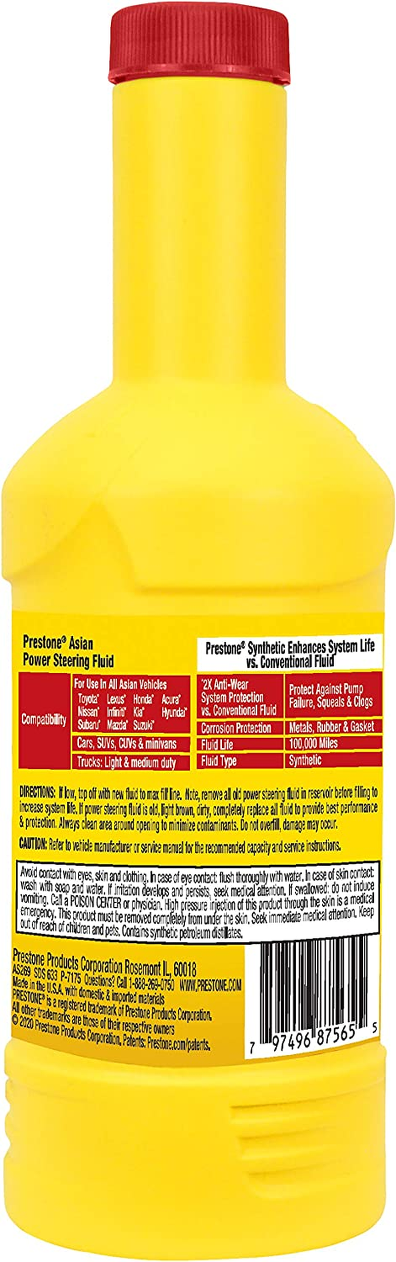 Prestone Full Synthetic Asian Power Steering Fluid 355 Ml image number 4