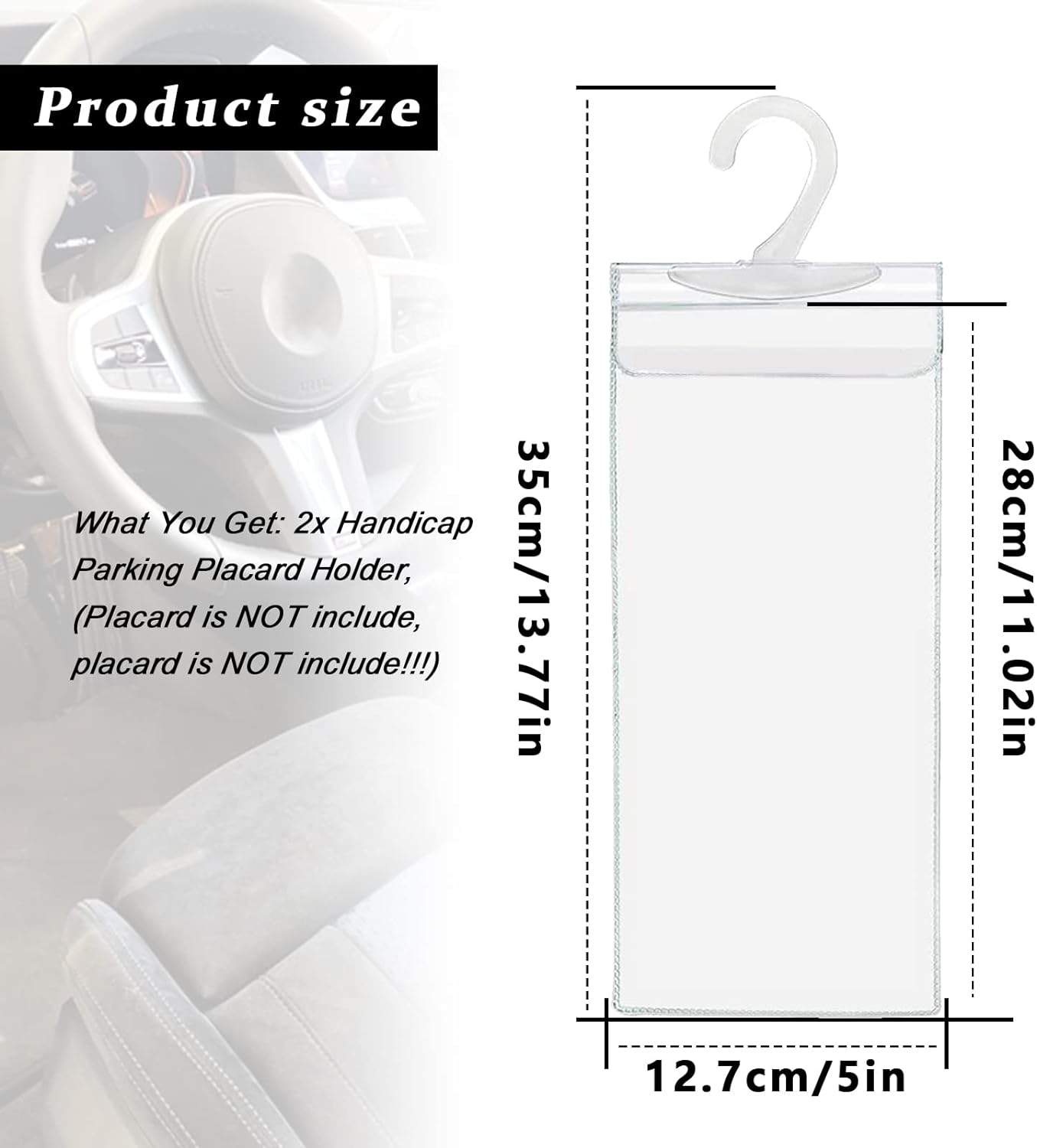 Handicap Placard Holder,- 10.6" X 5" Ultra Transparent Disabled Parking Permit Placard Protective Holder Protector for Car Sun Visor with Note Paper Slot(Set of 2) image number 3