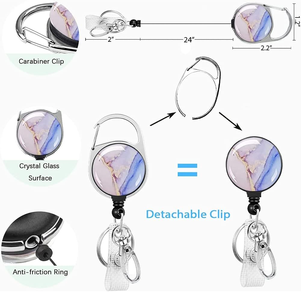 Badge Holder with Retractable Reel Heavy Duty ID Name Tag Worker Badge Carabiner Clip Card Protector Cover Case Plastic image number 6