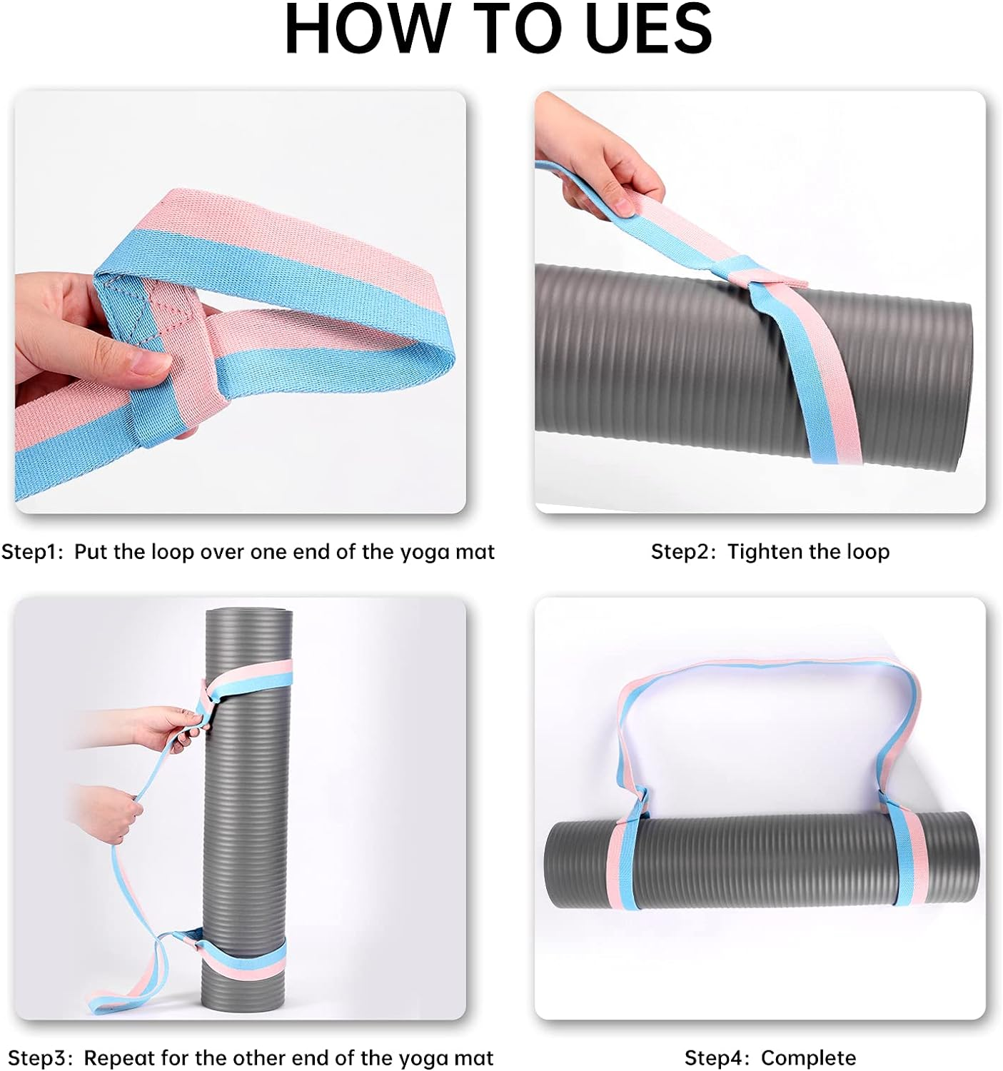 Yizerel 2 Packs Yoga Mat Strap for Carrying, Yoga Mat Carrier, Adjustable Yoga Mat Sling for Yoga Mat Exercise Mat image number 2