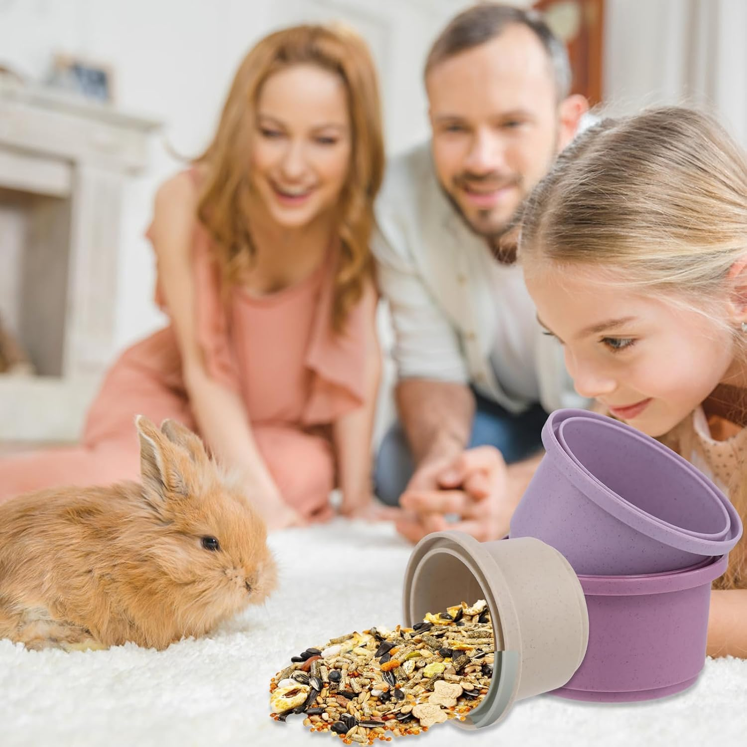 8 Pcs Stacking Cups for Rabbits,Stackable Bunny Toys, Multi-Colored Bunny Stacking Cup,Reusable Plastic Nesting Treat Toys,Nesting Rabbit Toys for Bunny Small Animals Hiding Food and Playing image number 1