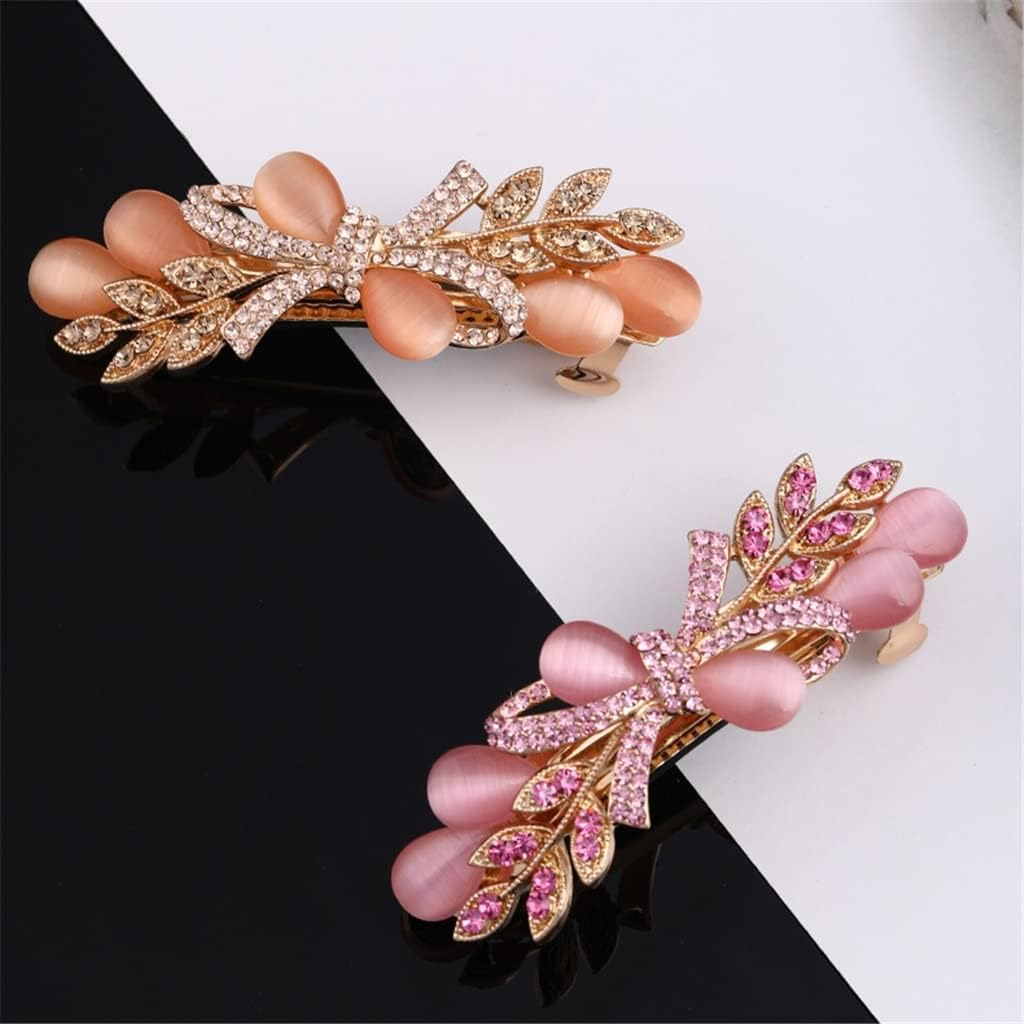 Crystal Hair Accessories,Clips Hairpins,Clip Plate,Hairpin Female Bow Headwear Hairpin Net Red Elegant Mother Hair Accessories Back Head Clip Top Clip (Color : D, Size : 8.3 * 2.5Cm) (Color : C, Siz image number 5