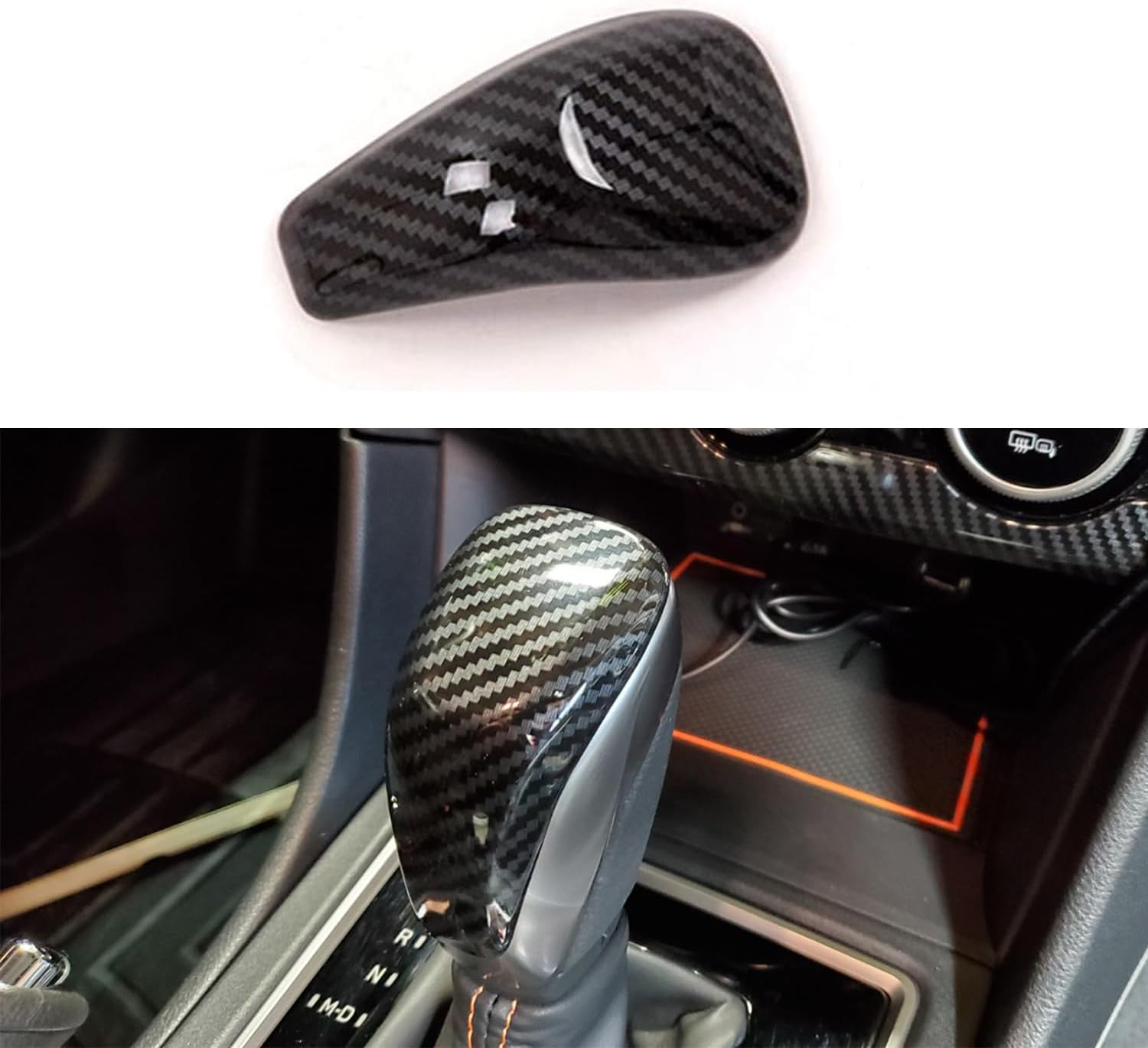 For Subaru ABS Carbon Fiber Gear Shift Knob Cover Trim for Subaru Forester 2019-2021, for Crosstrek 2018-2021, for Impreza 2017-2021, for Outback 2020 2021 image number 2