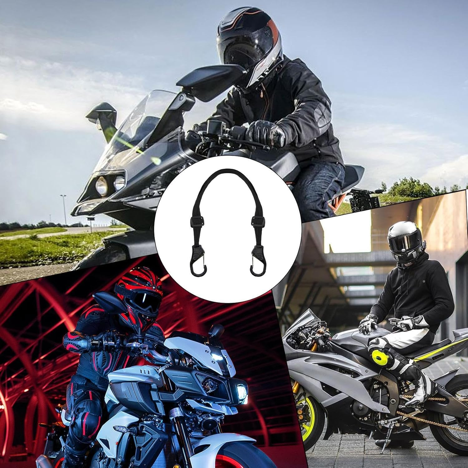 Motorcycle Luggage Cargo Straps - Motor Tie down Rope - Adjustable Motorcycle Tie down Straps for Securing ATV Kayak Moving Cargo - 90Cm image number 3