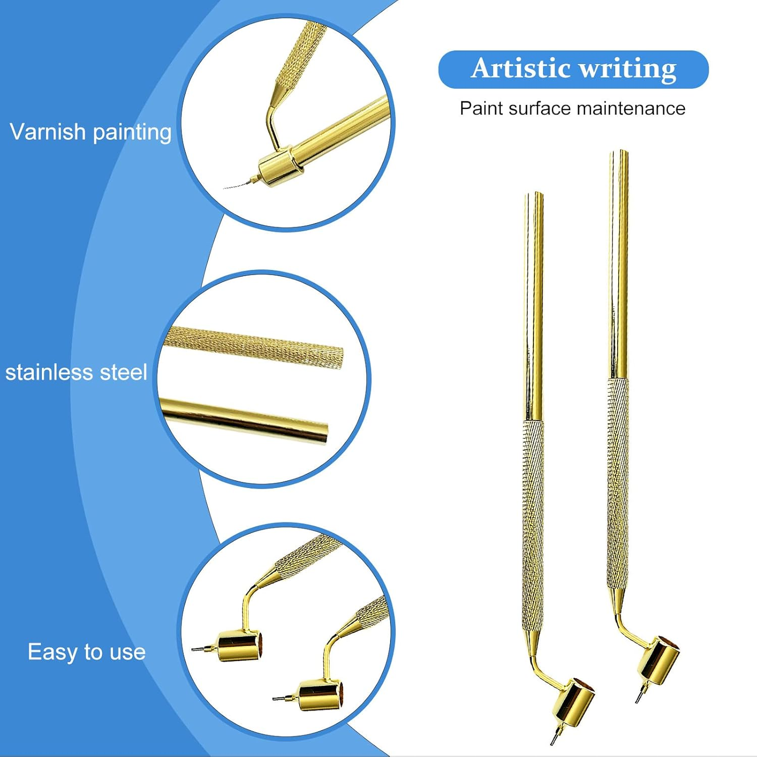 Fluid Writer Pen: 2 Pieces 0.5 + 0.7 Mm Fine Line Paint Pen Paint Pen Fluid Writer Pen Angled Calligraphy Pens Paint Repair Stone Chip Scratch Pen for Scratches Rock Stains Car Paint Repair image number 6