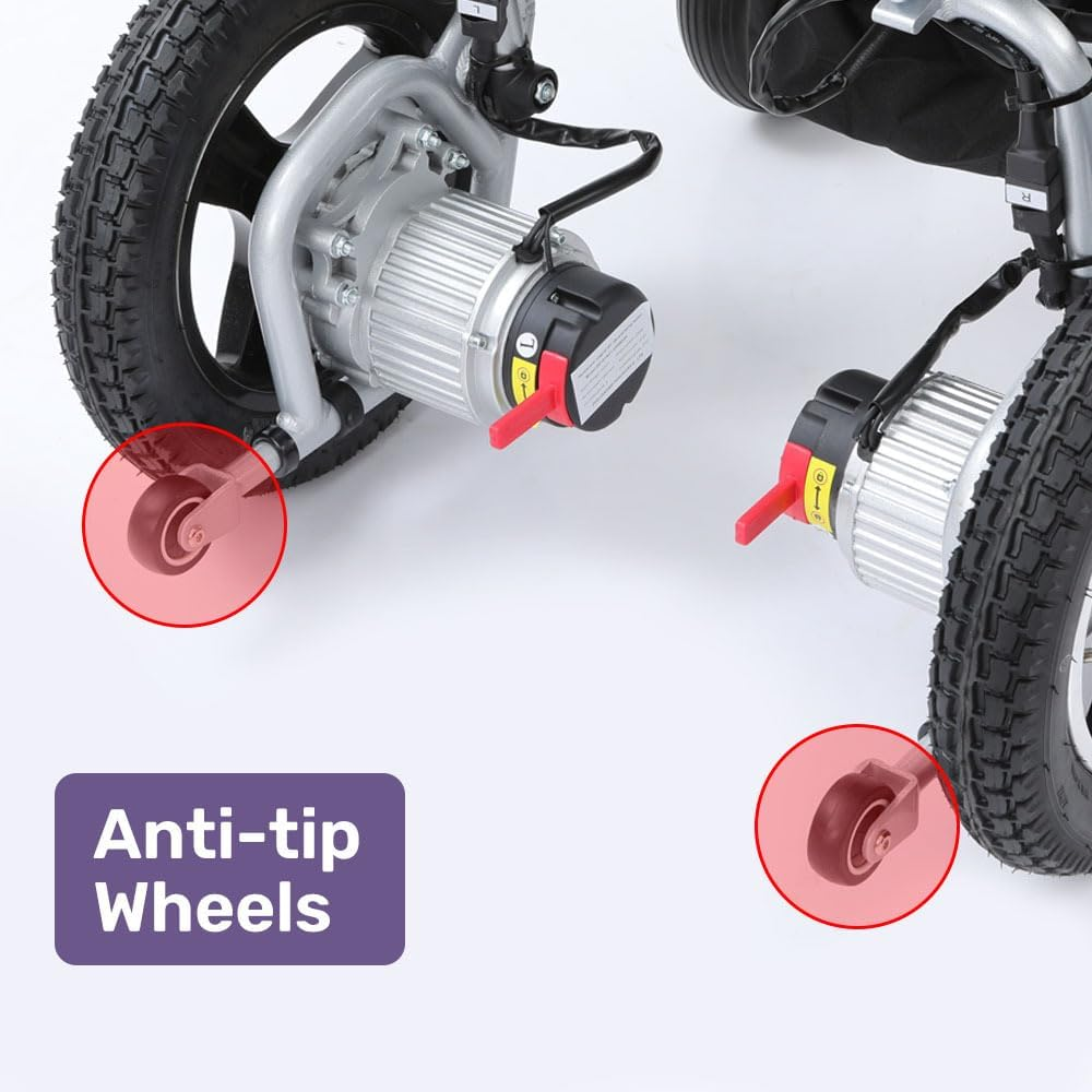 "Equipmed Ultra-Light Power Wheelchair, Tight Turning, Airline Approved, Folding, ARTG Certified, Aluminium Frame, Lithium Battery, Grey" image number 6