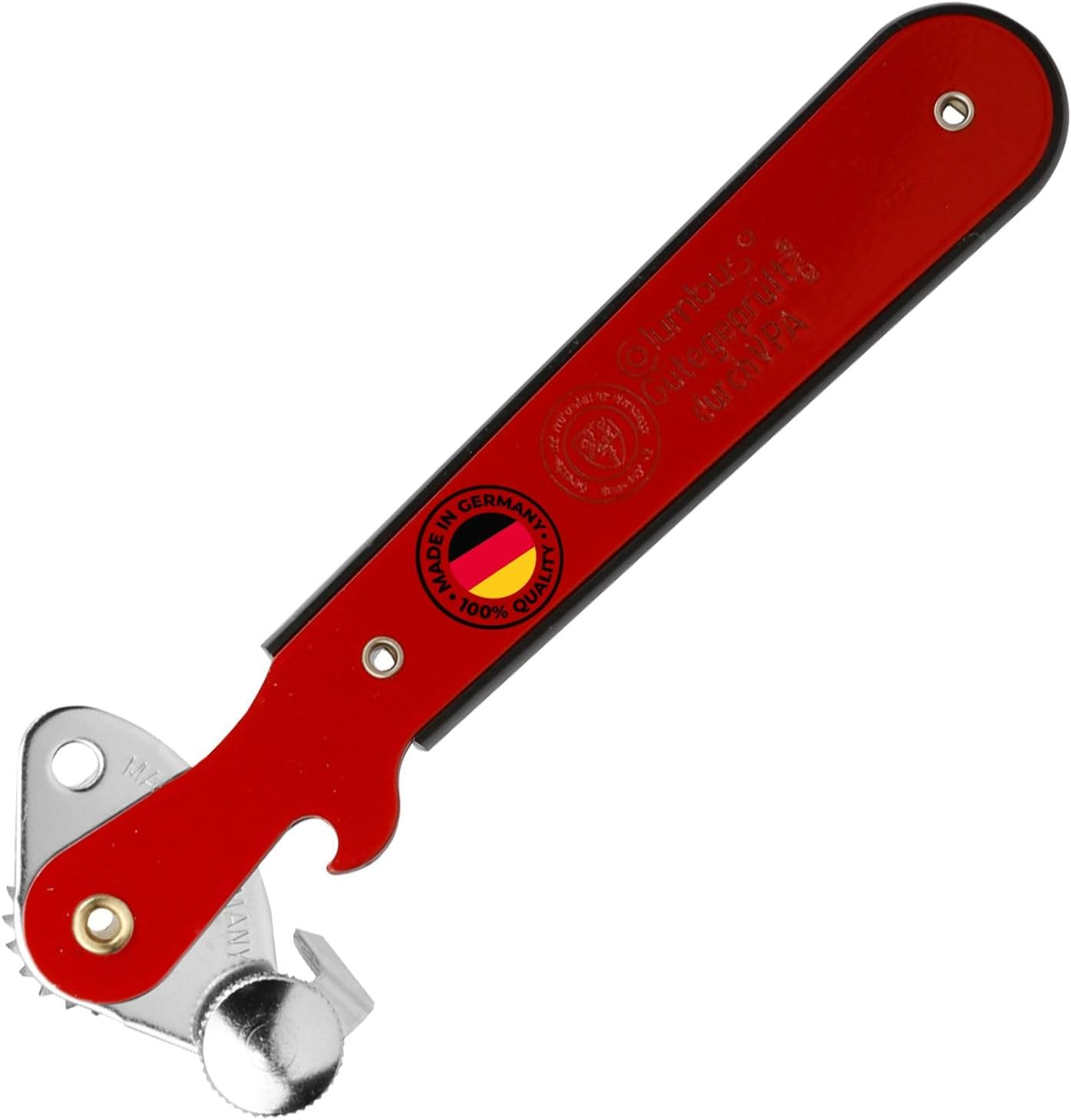 Westmark Columbus Lever Can Opener - Slim Can Opener with Bottle Opener Ideal for Opening Cans and Bottles - Red, 1025227R