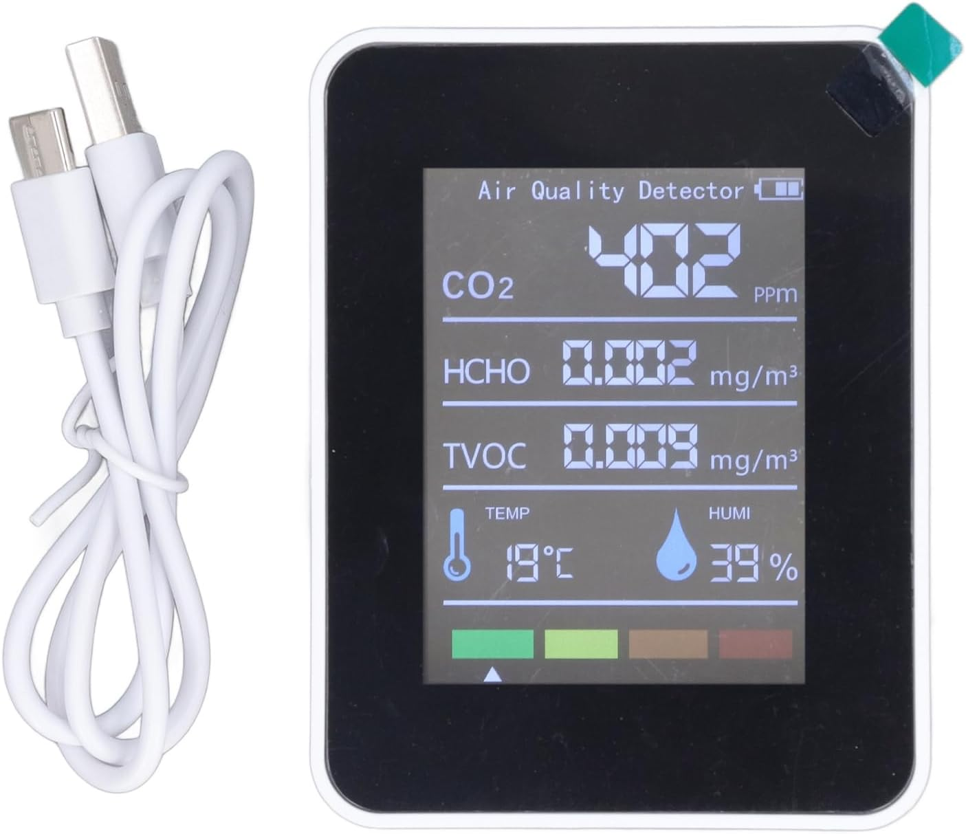 Air Quality Monitor 5-In-1 Detector for CO2, TVOC, HCHO LCD Display Temperature Humidity Detector image number 4